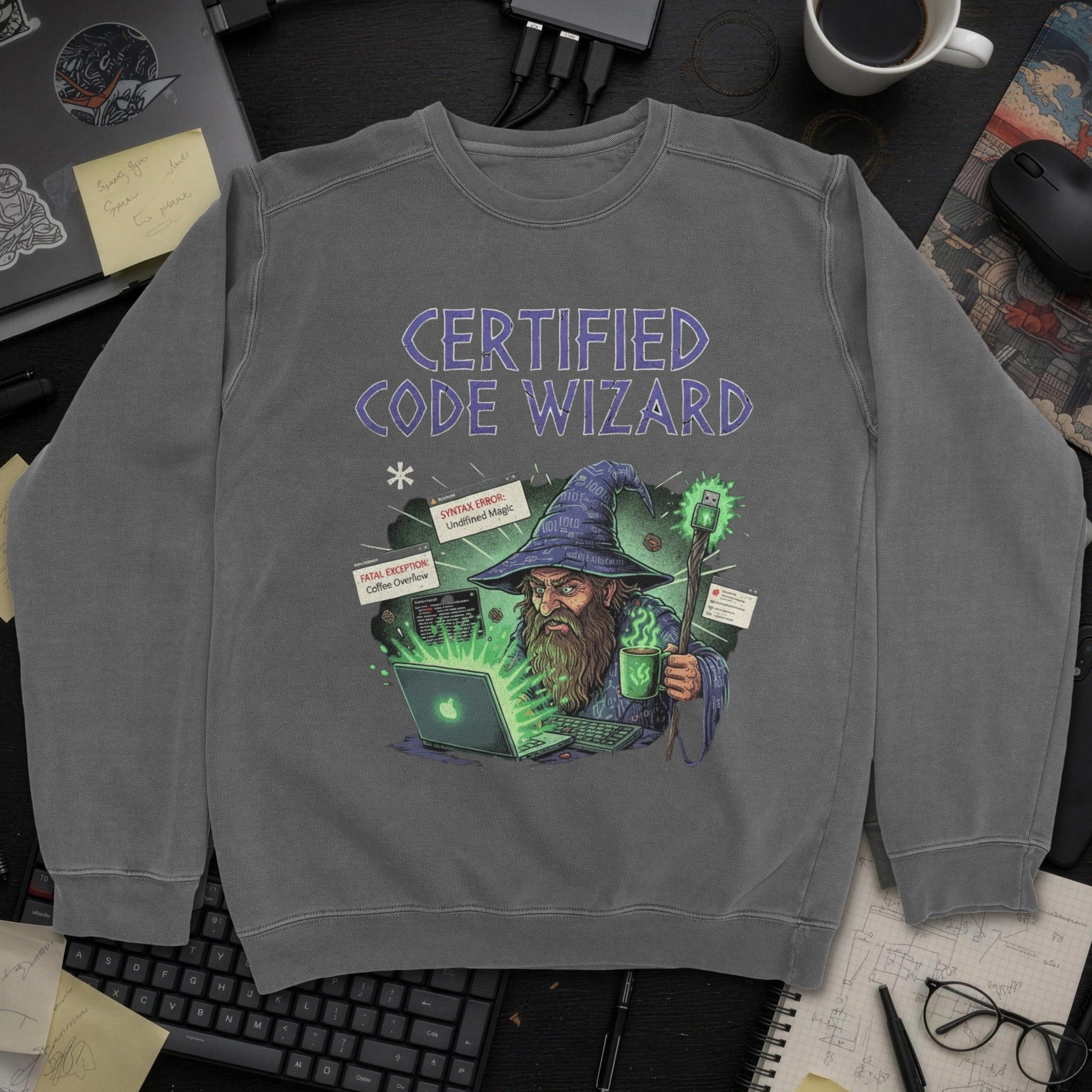 Certified Code Wizard Sweatshirt - Dark Heather mockup