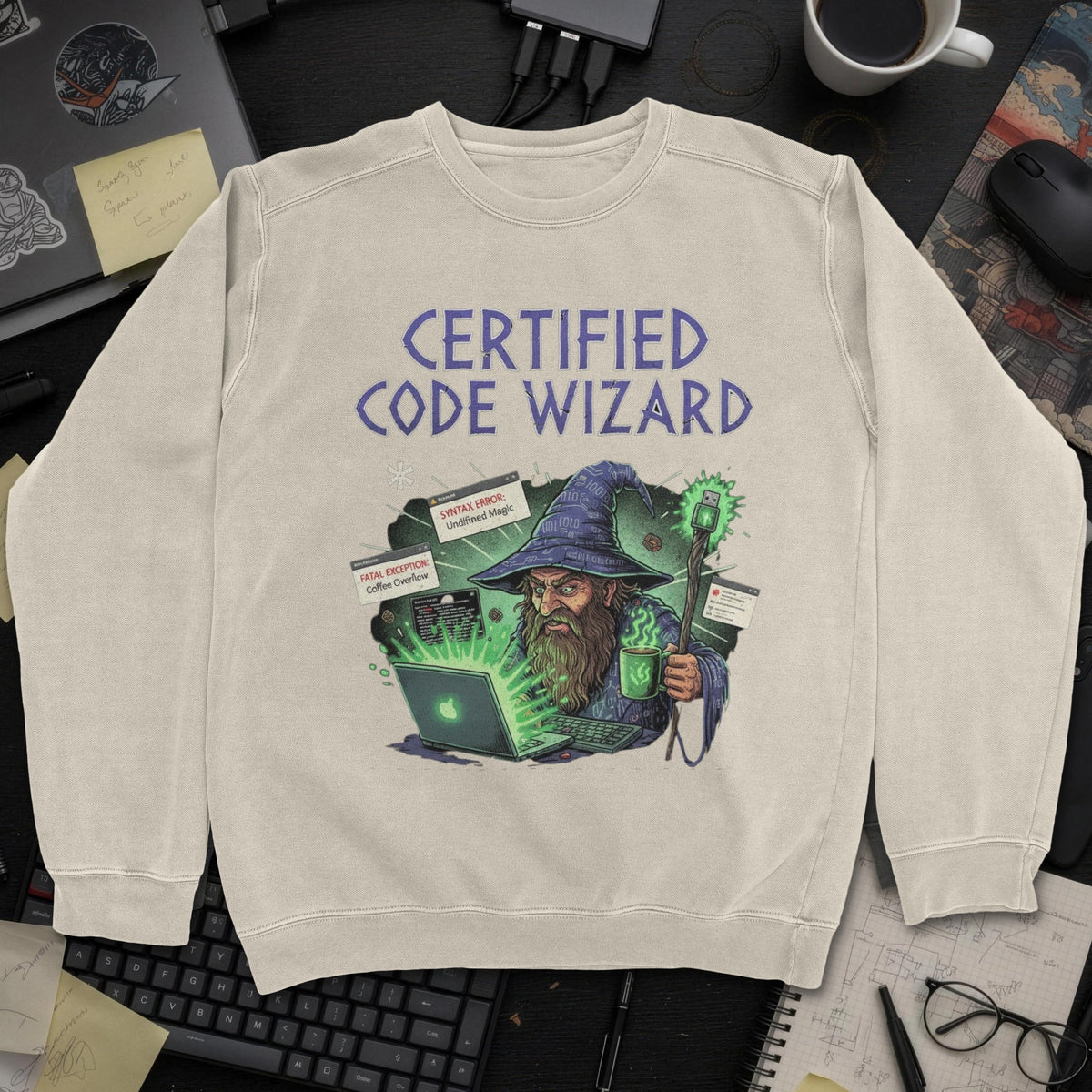 Certified Code Wizard Sweatshirt - Sand mockup