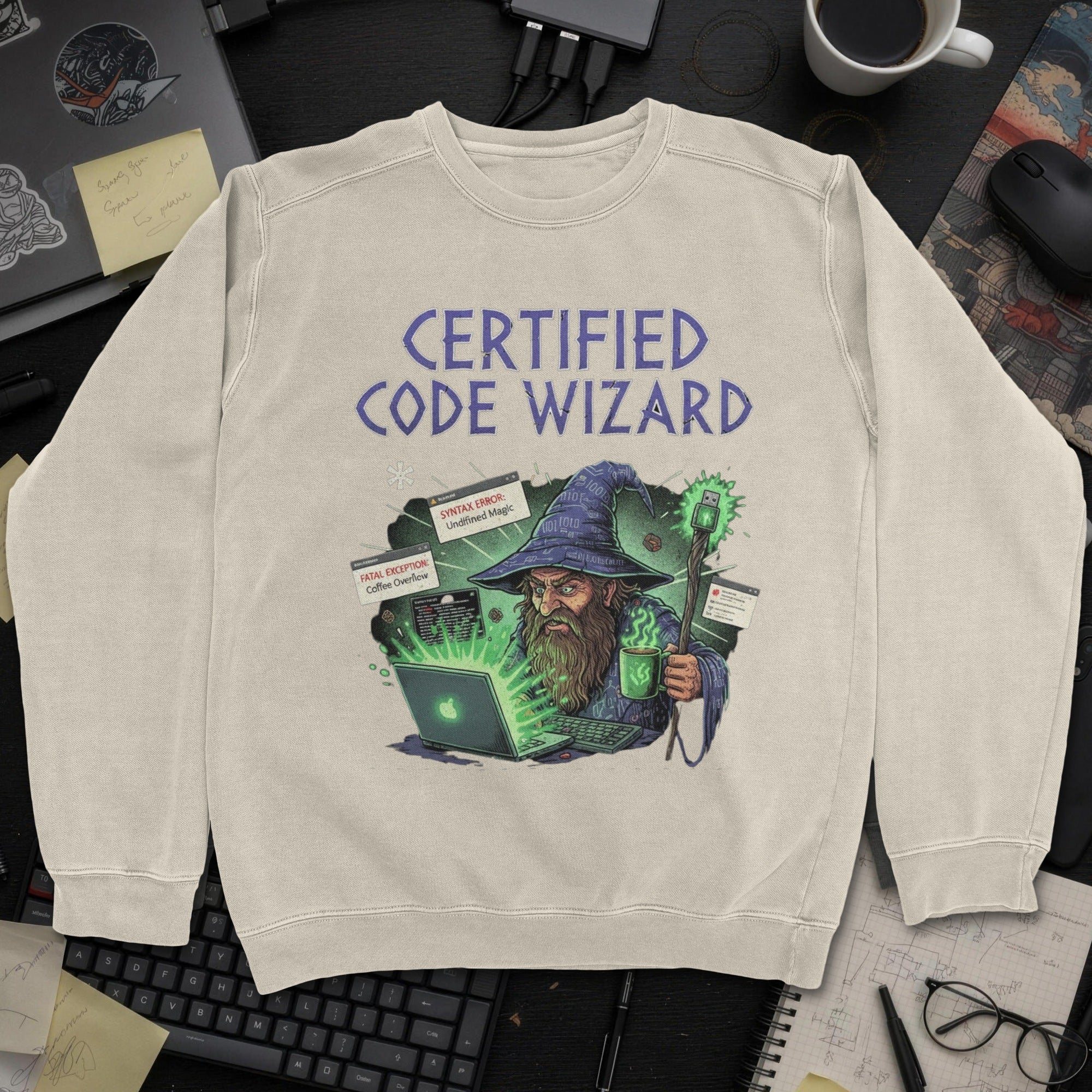 Certified Code Wizard Sweatshirt - Sand mockup