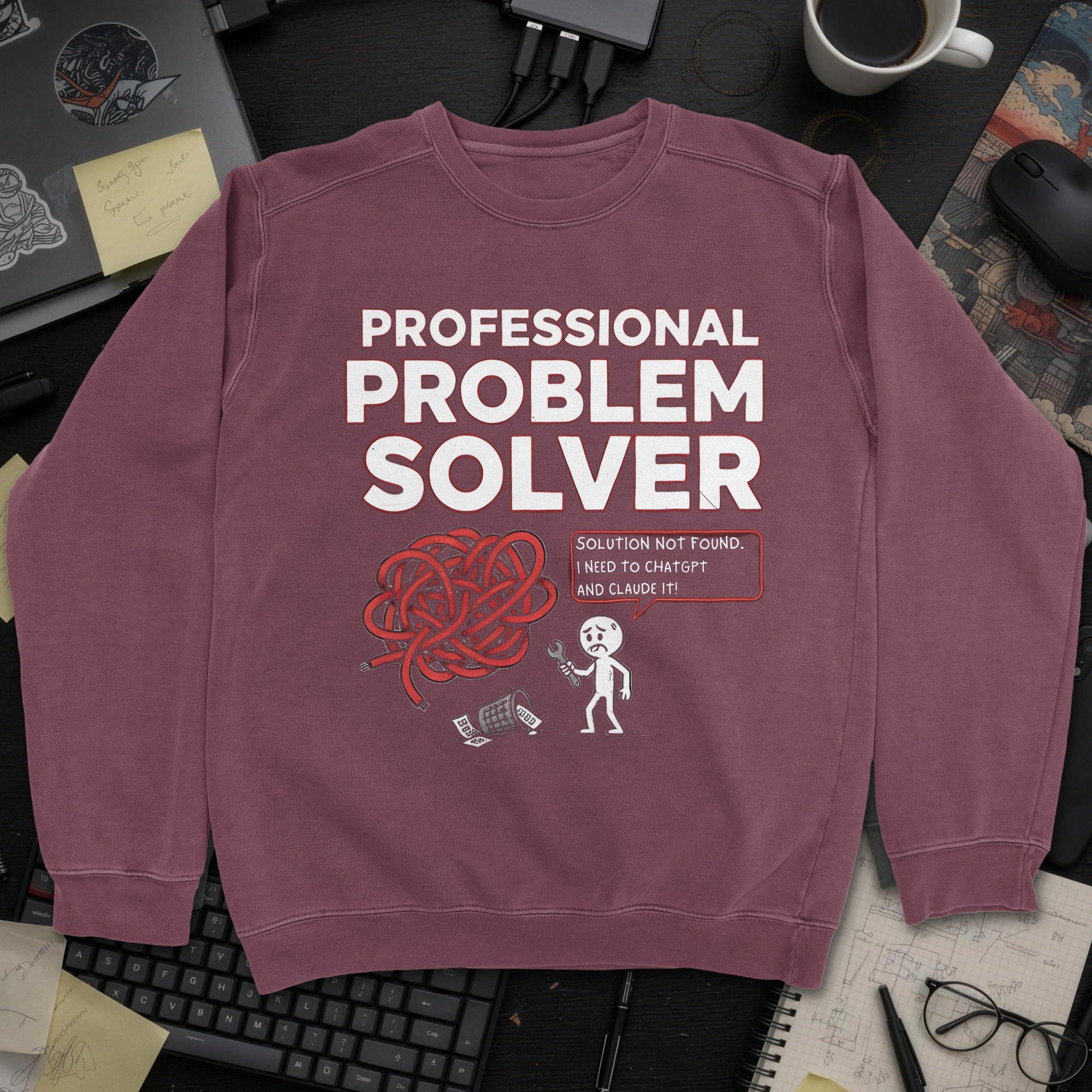 Professional Problem Solver Sweatshirt - Maroon mockup