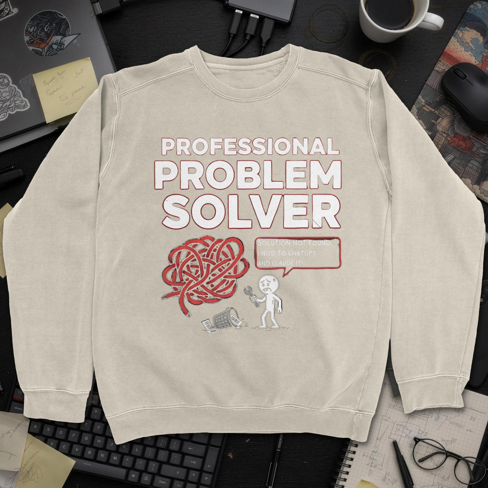 Professional Problem Solver Sweatshirt - Sand mockup