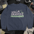 World's Okayest Programmer Sweatshirt - Navy mockup