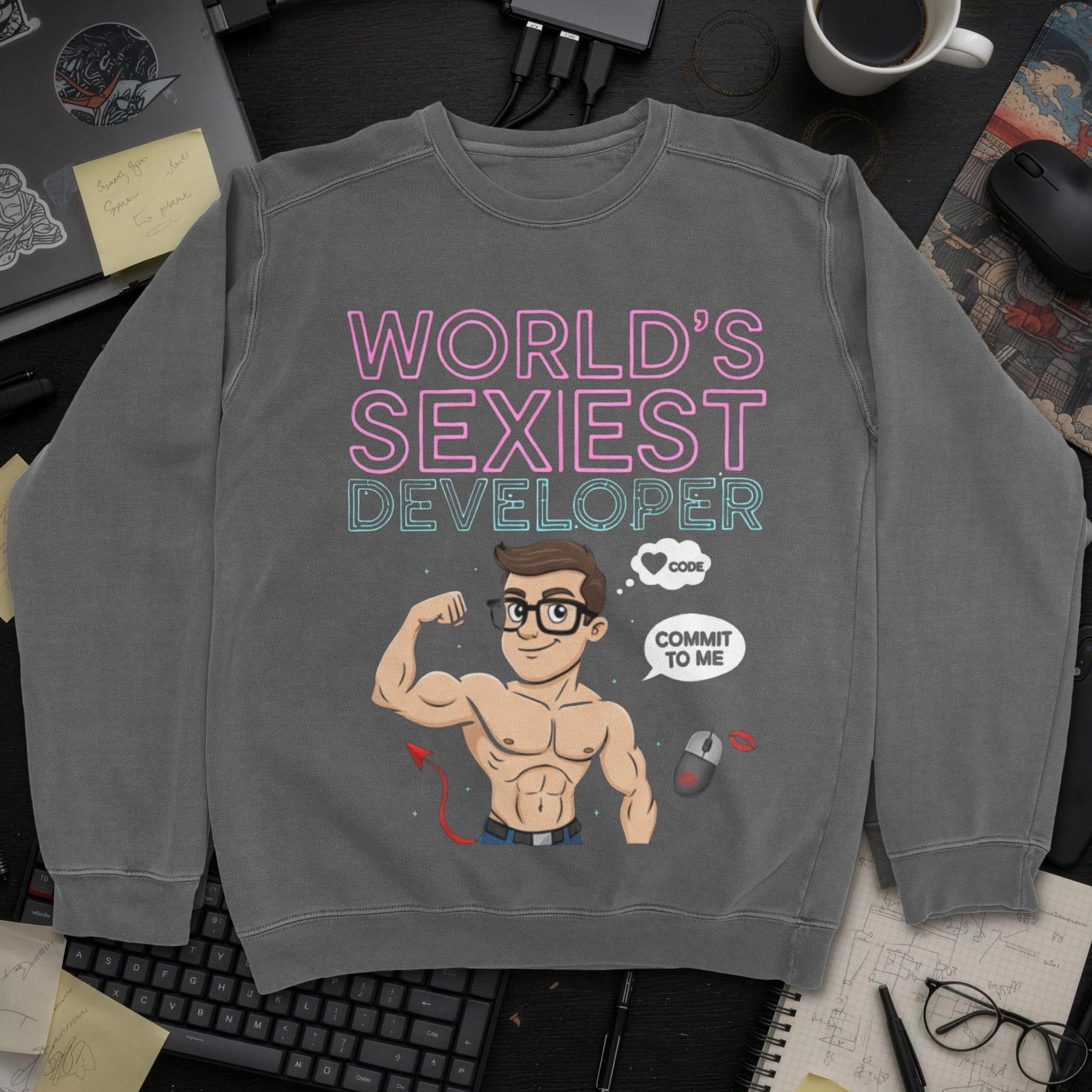 World's Sexiest Developer Sweatshirt - Dark Heather mockup