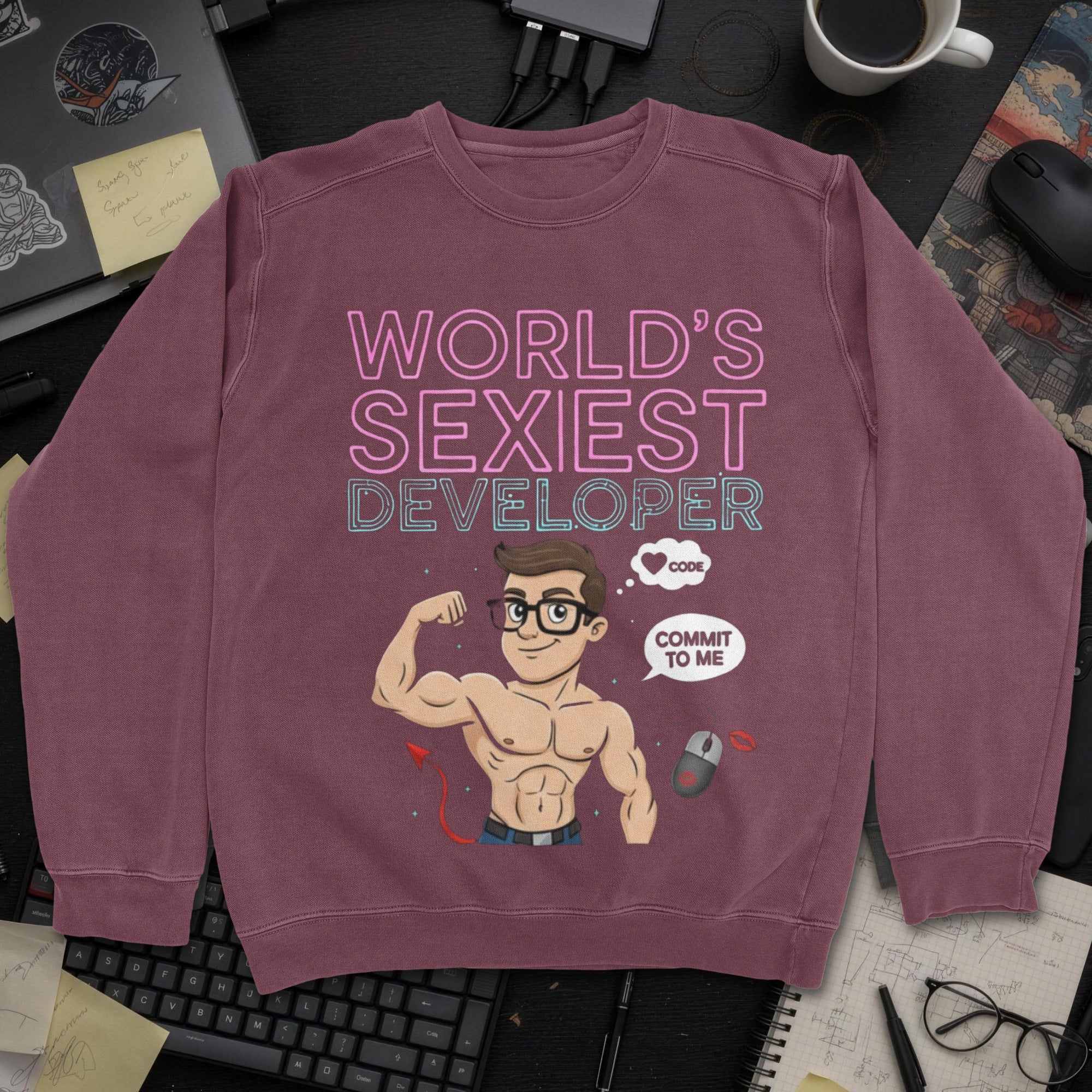 World's Sexiest Developer Sweatshirt - Maroon mockup