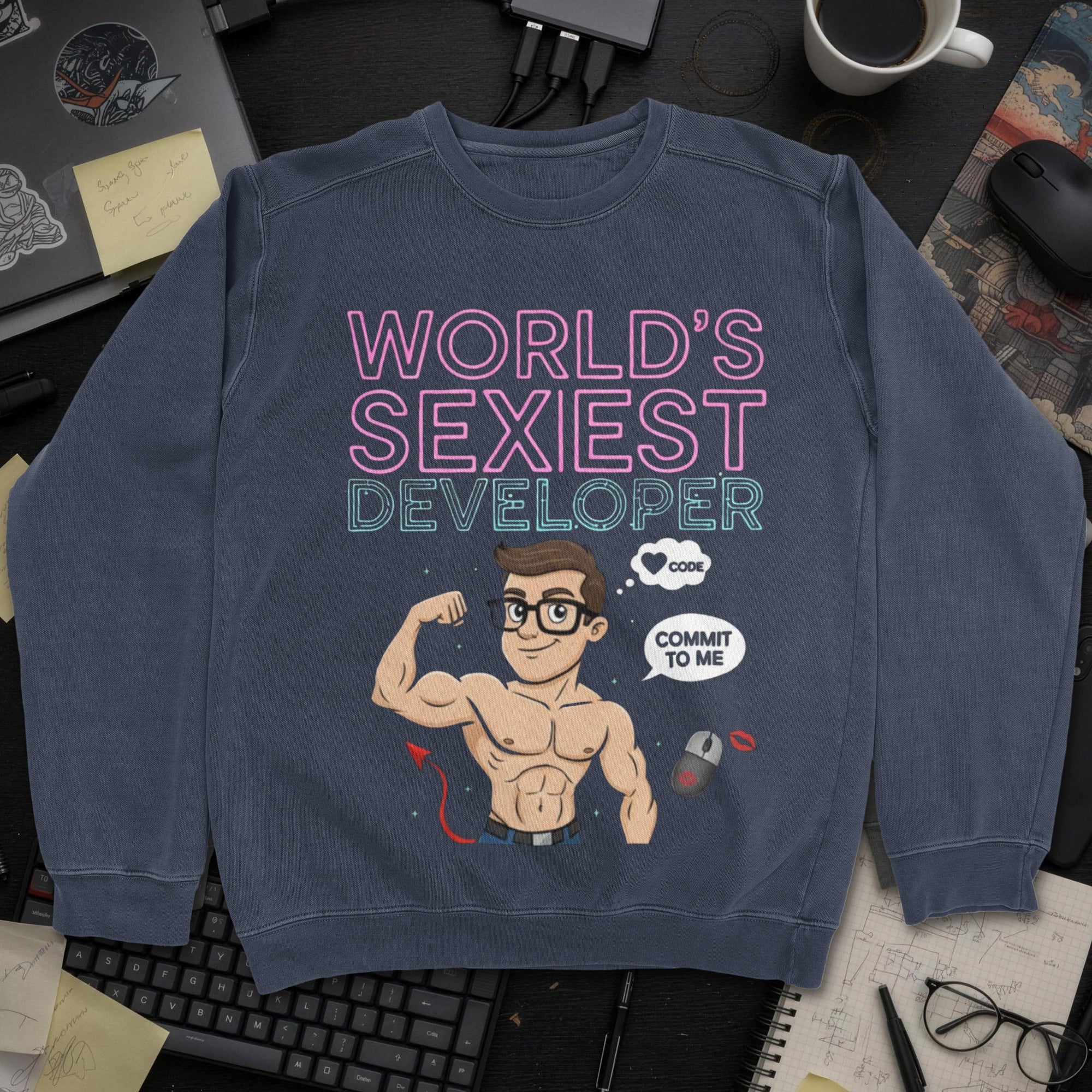 World's Sexiest Developer Sweatshirt - Navy mockup