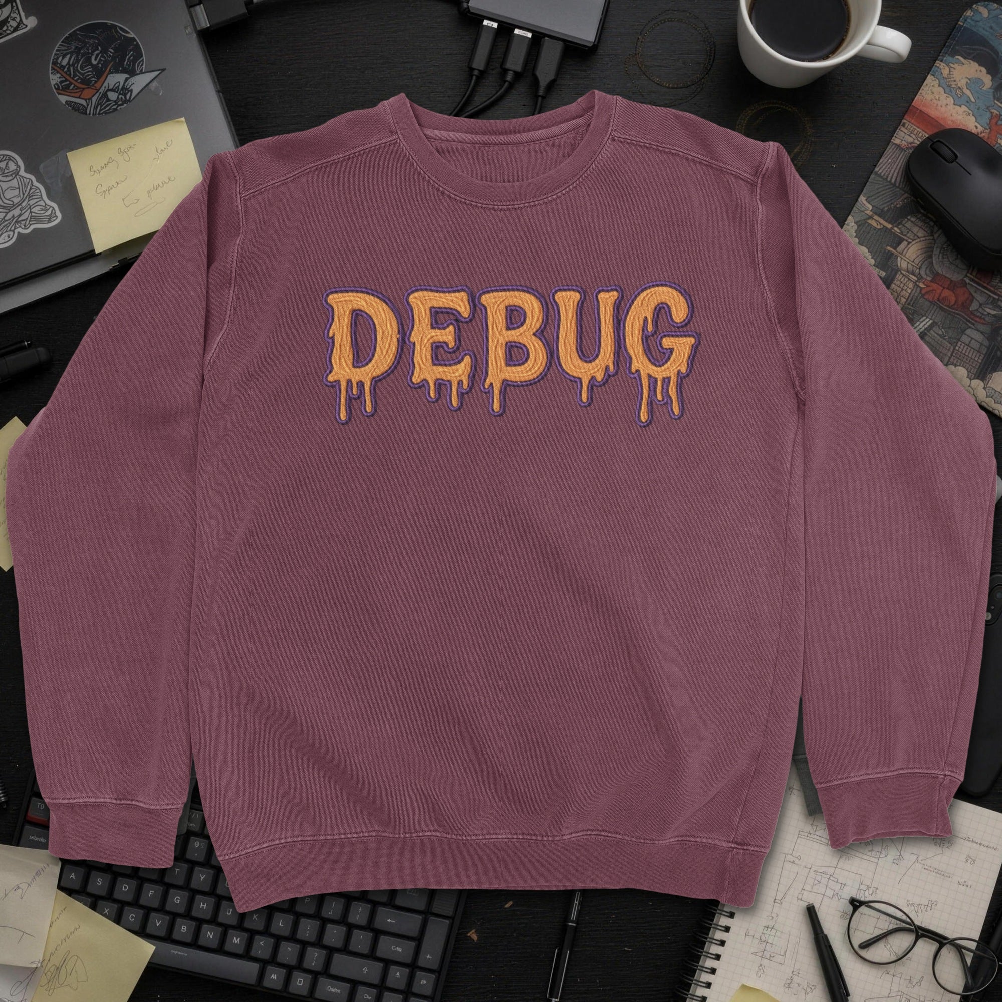 Debug Sweatshirt - Maroon mockup