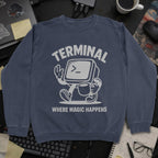 Terminal Where Magic Happens Sweatshirt - Navy mockup