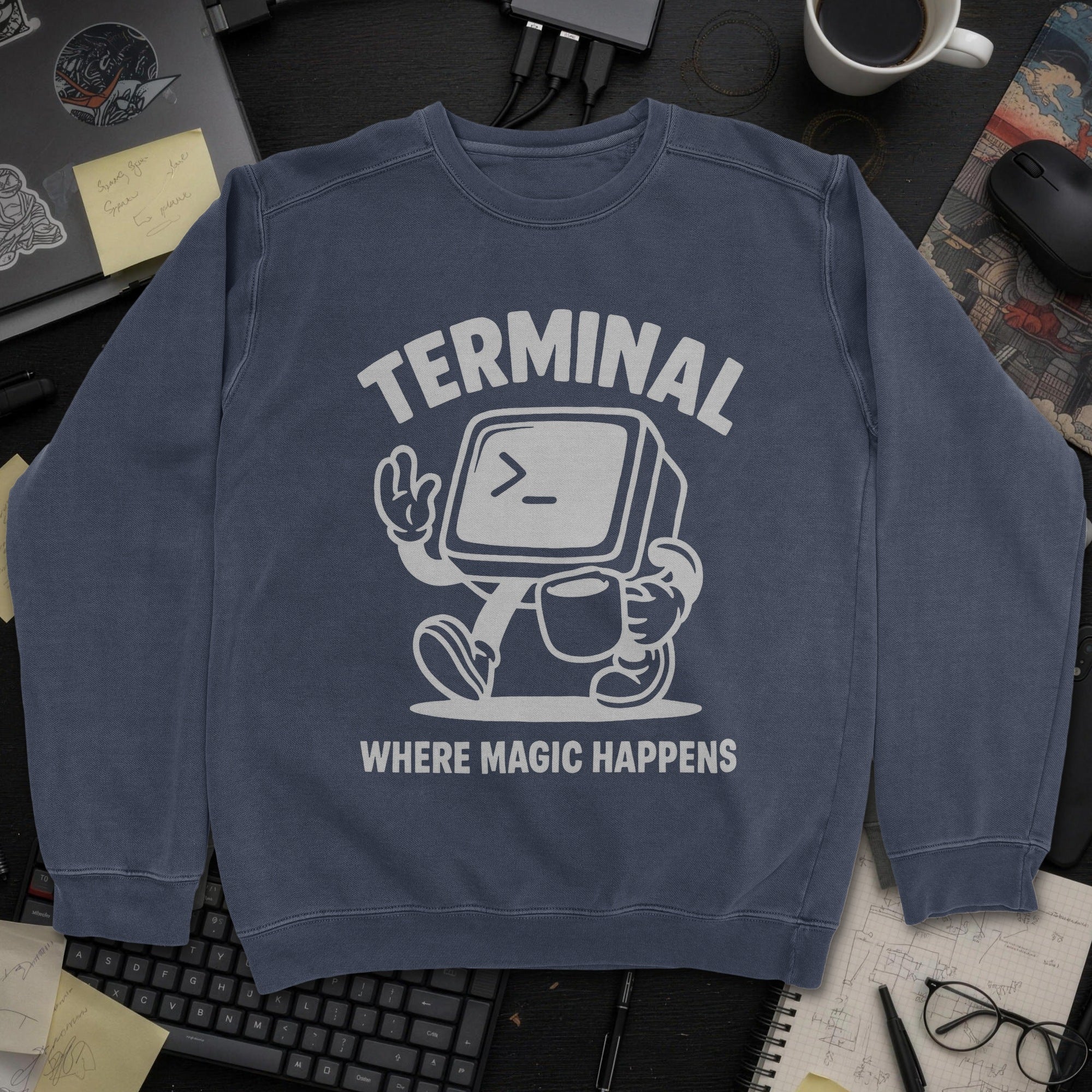 Terminal Where Magic Happens Sweatshirt - Navy mockup