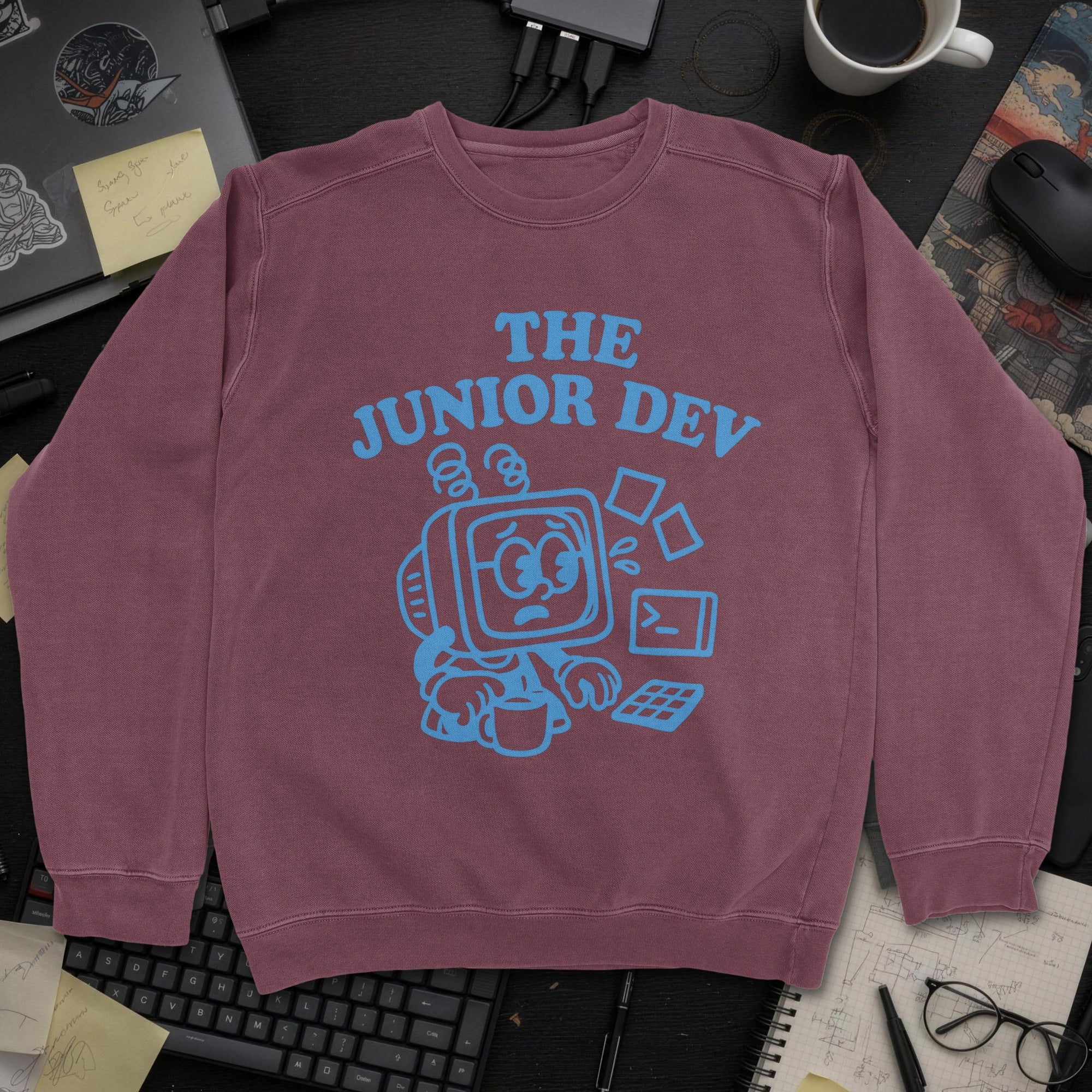 The Junior Dev Sweatshirt - Maroon mockup