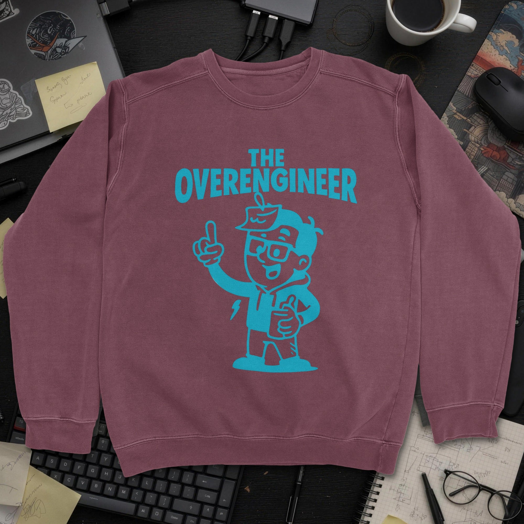 The Overengineer Sweatshirt - Maroon mockup