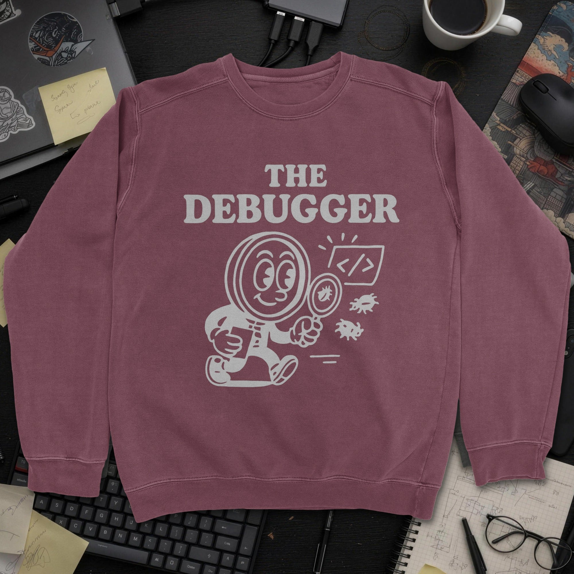 The Debugger Sweatshirt - Maroon mockup