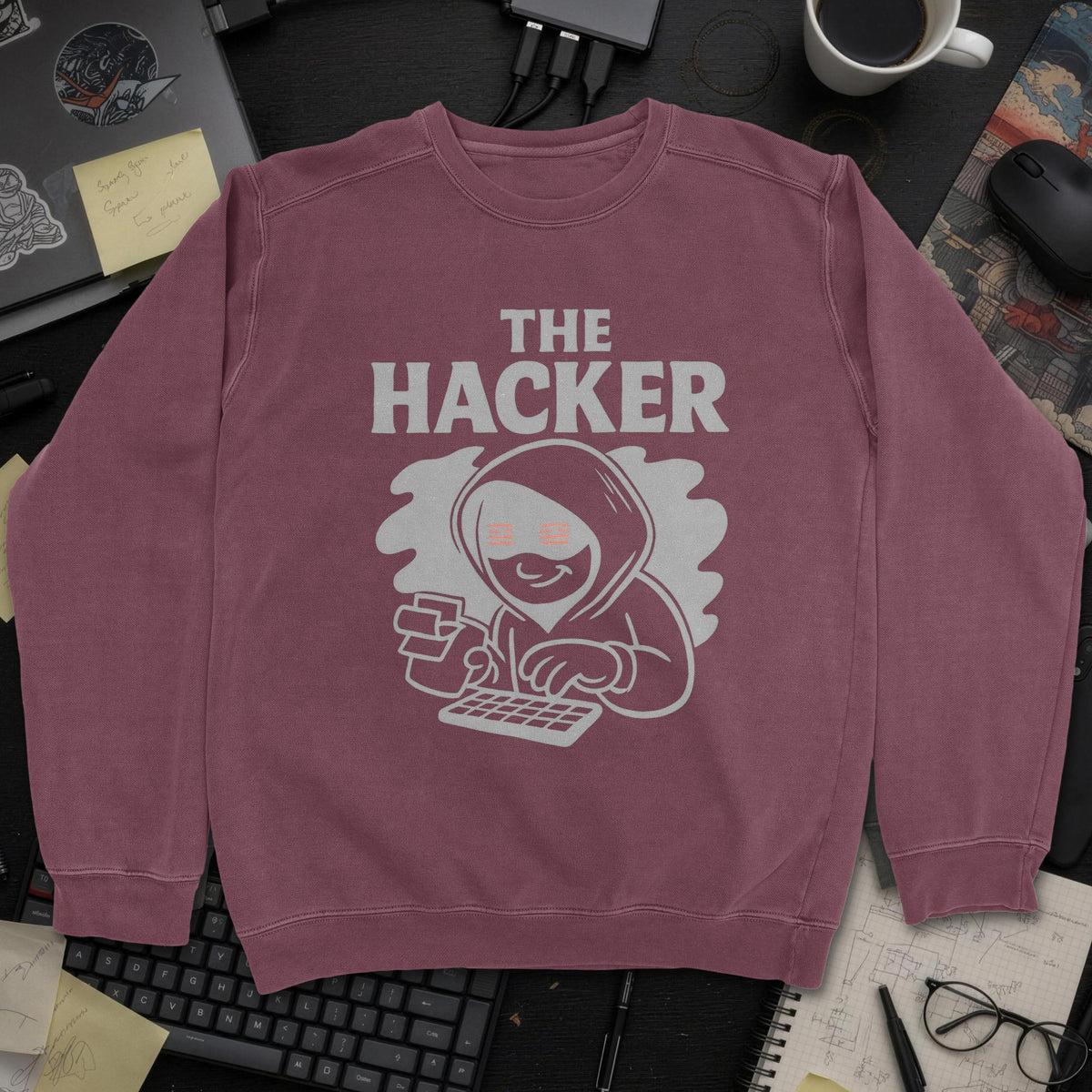 The Hacker Sweatshirt - Maroon mockup