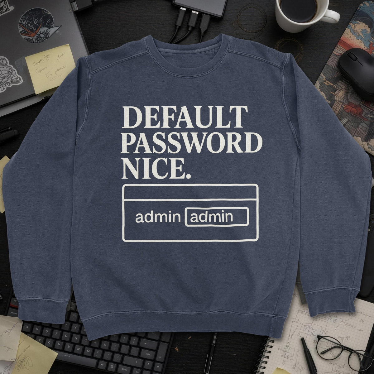 Default Password Nice Sweatshirt - Navy mockup