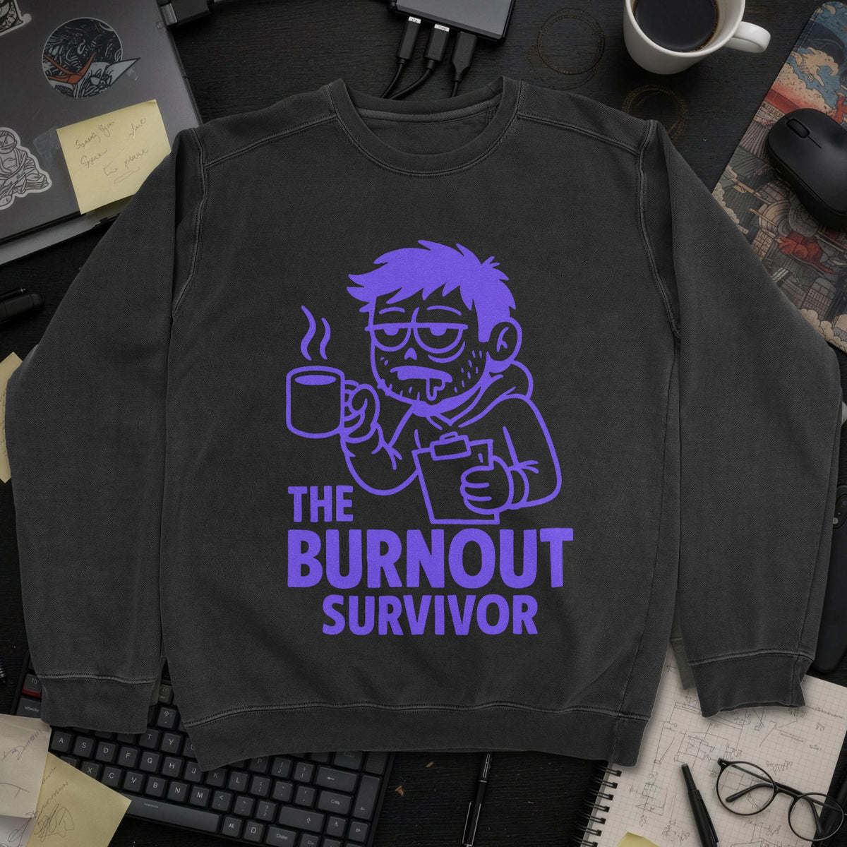 The Burnout Survivor Sweatshirt - Black mockup
