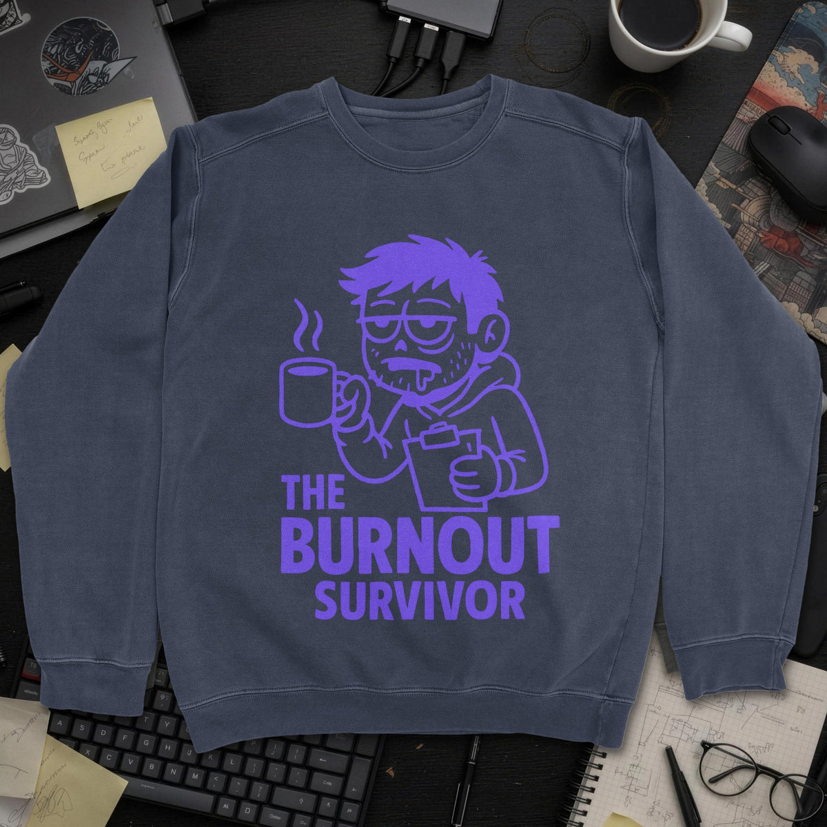 The Burnout Survivor Sweatshirt - Navy mockup