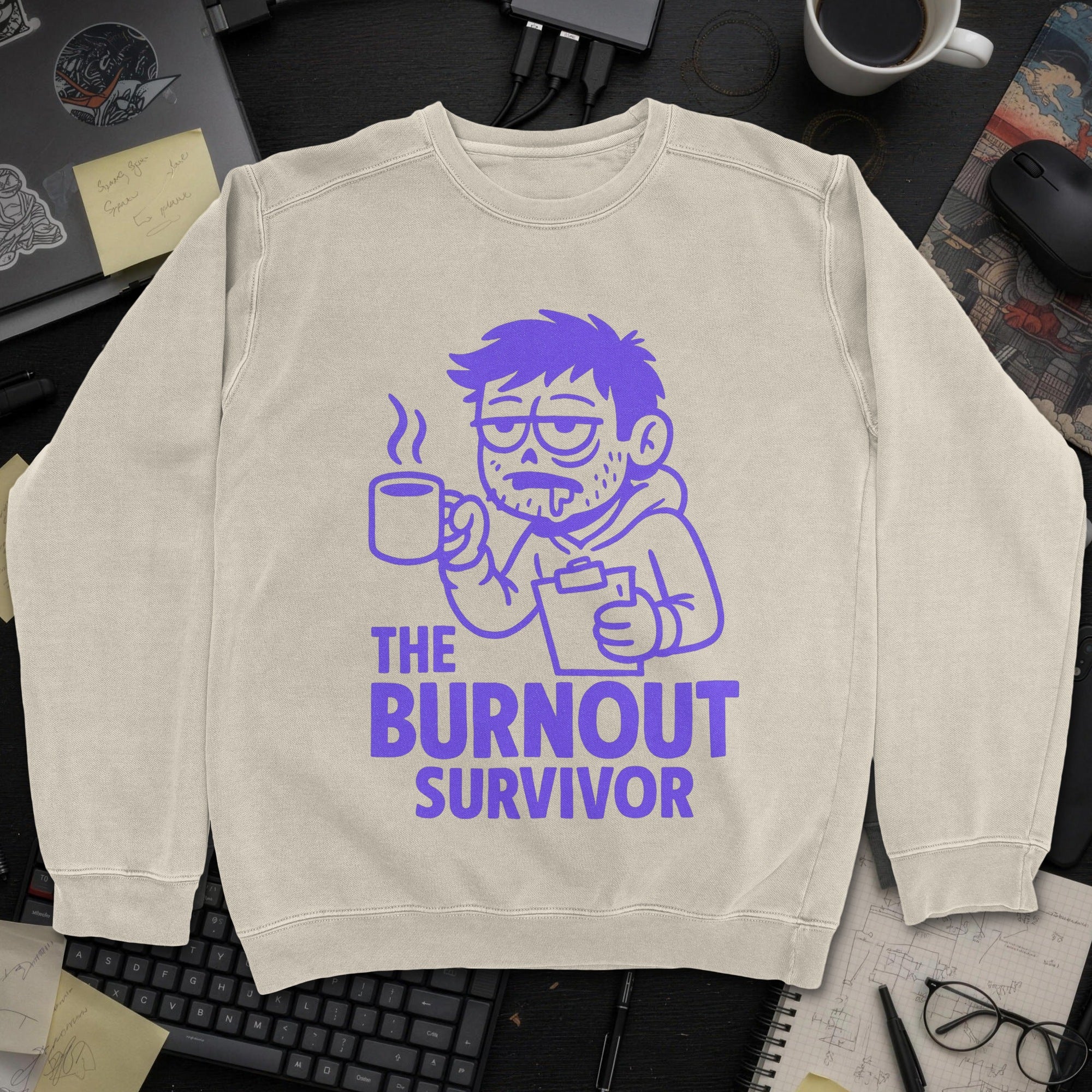 The Burnout Survivor Sweatshirt - Sand mockup