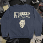 It Worked In Staging Sweatshirt - Navy mockup