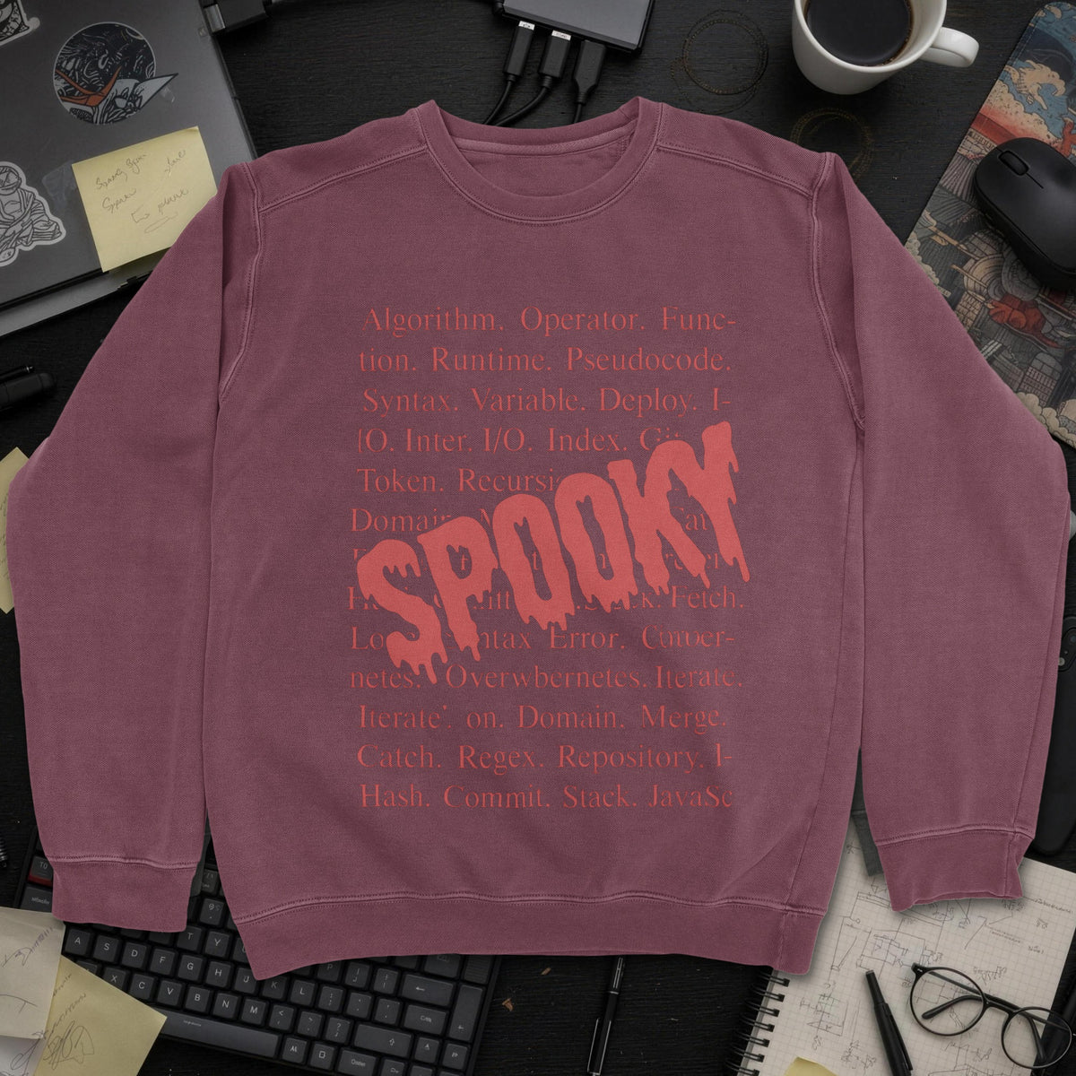 Spooky Code Sweatshirt - Maroon mockup