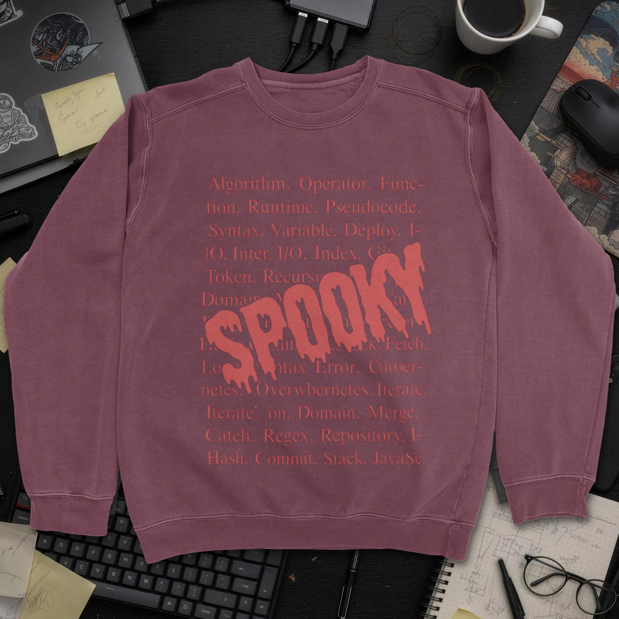 Spooky Code Sweatshirt - Maroon mockup
