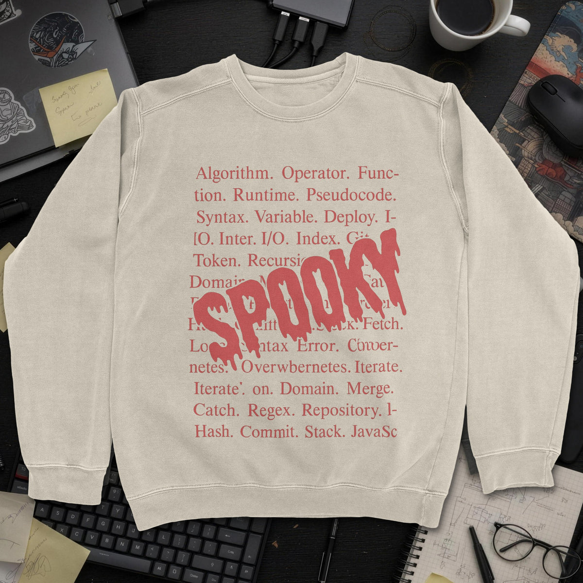 Spooky Code Sweatshirt - Sand mockup