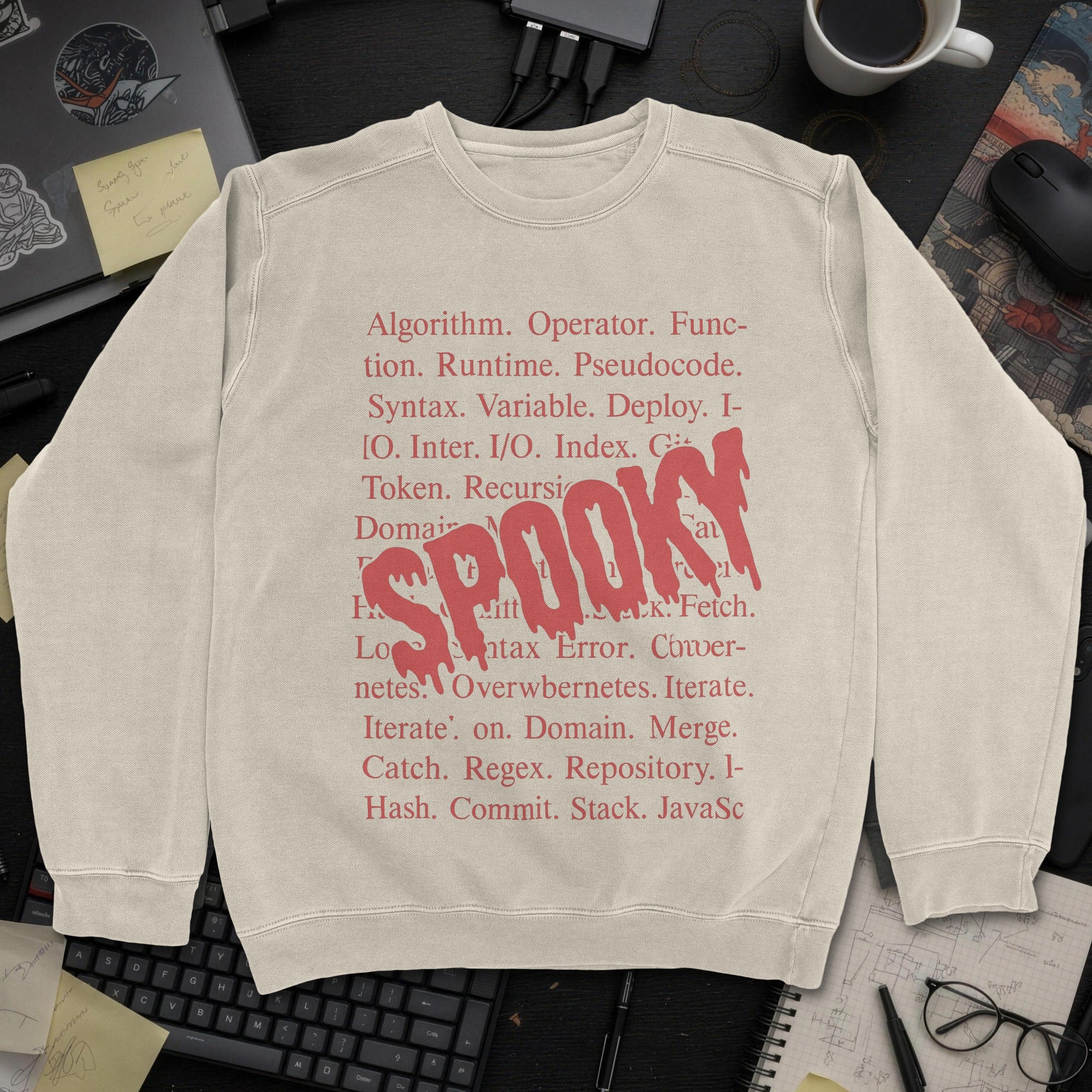 Spooky Code Sweatshirt - Sand mockup