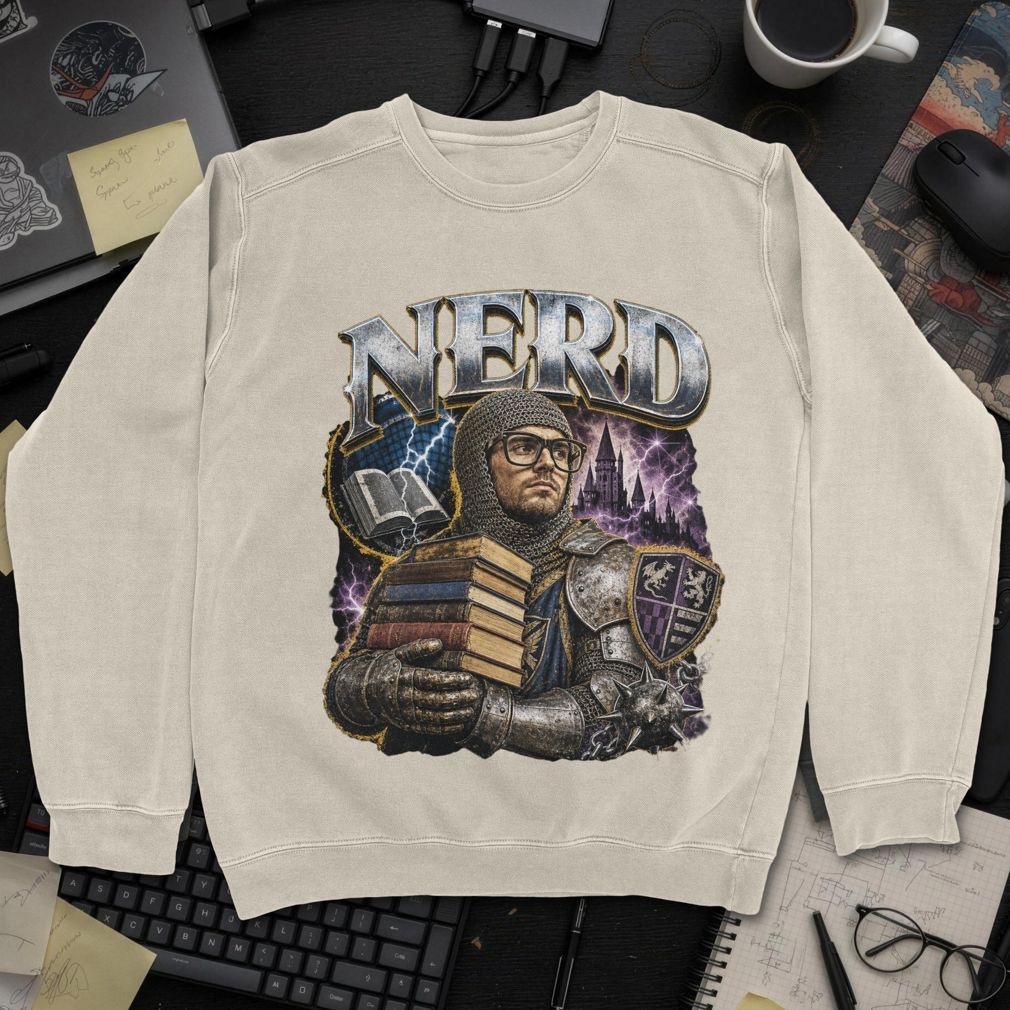 Nerd Collection Artwork 019 Sweatshirt - Sand mockup
