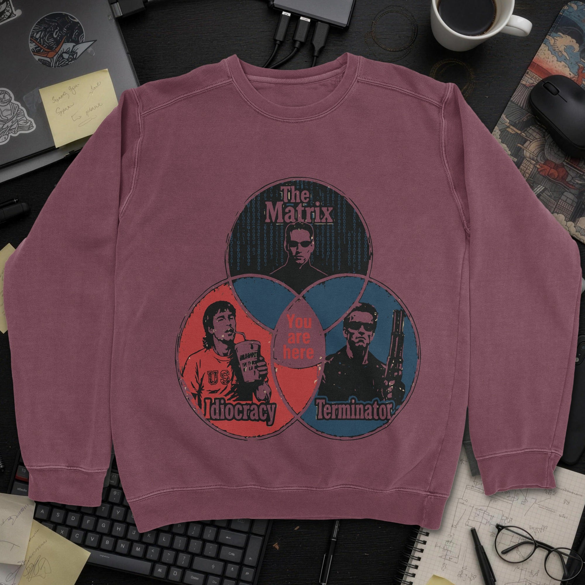 Nerd Collection Artwork T064 Sweatshirt - Maroon mockup