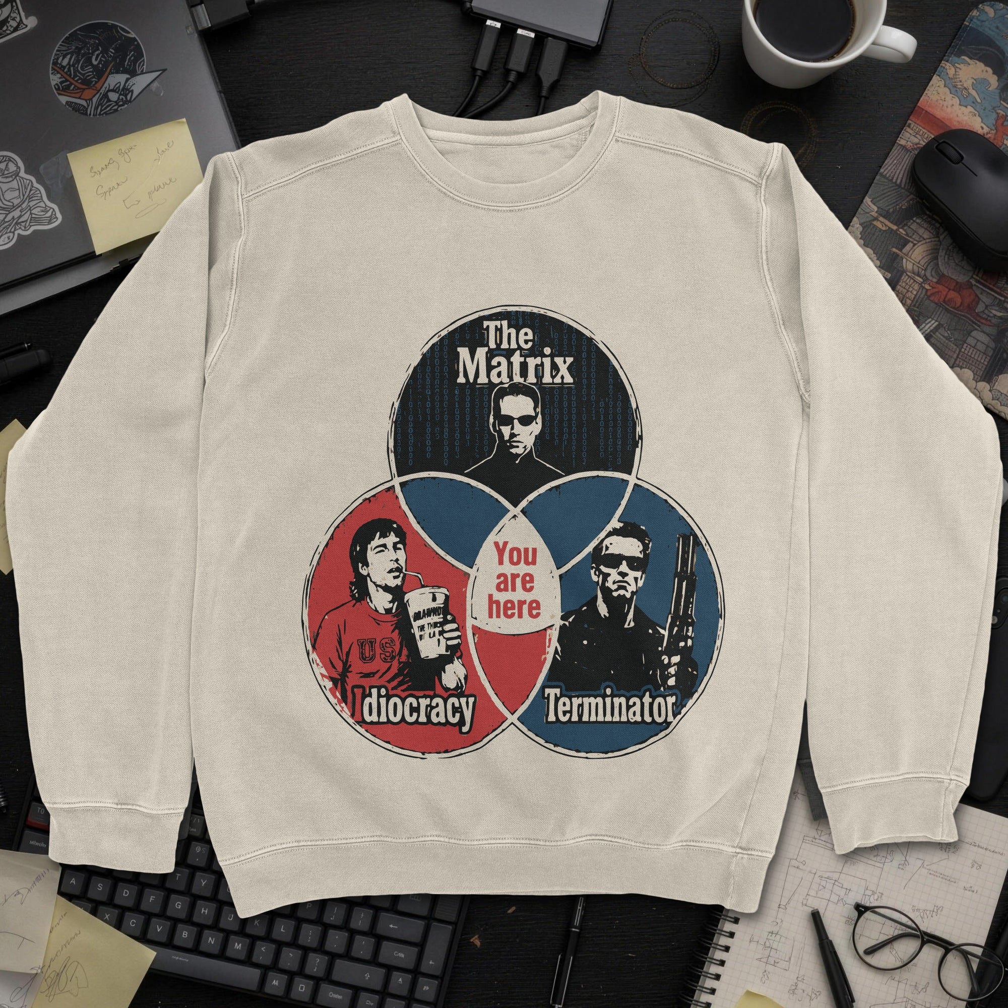 Nerd Collection Artwork T064 Sweatshirt - Sand mockup