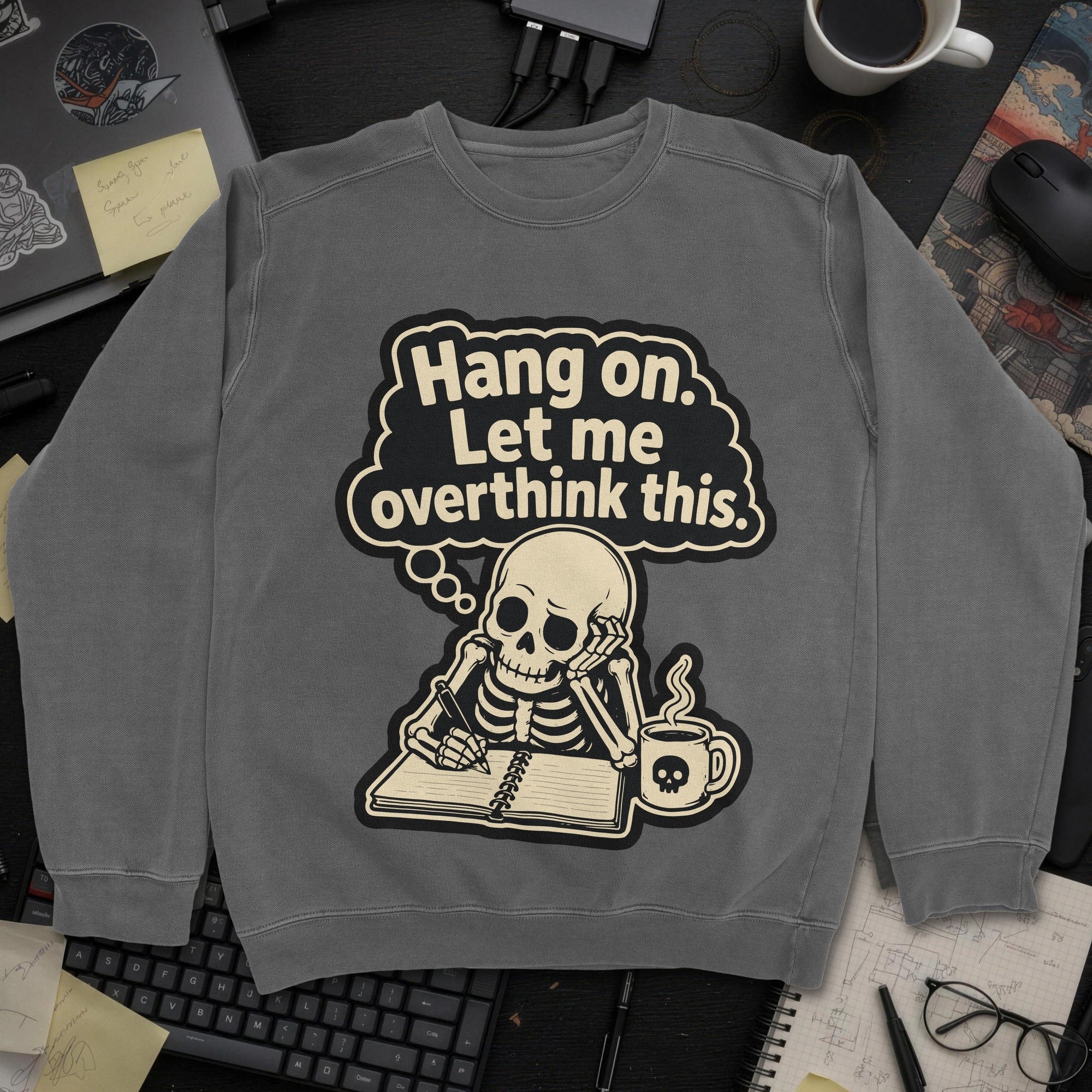 Let Me Overthink This Sweatshirt - Dark Heather mockup