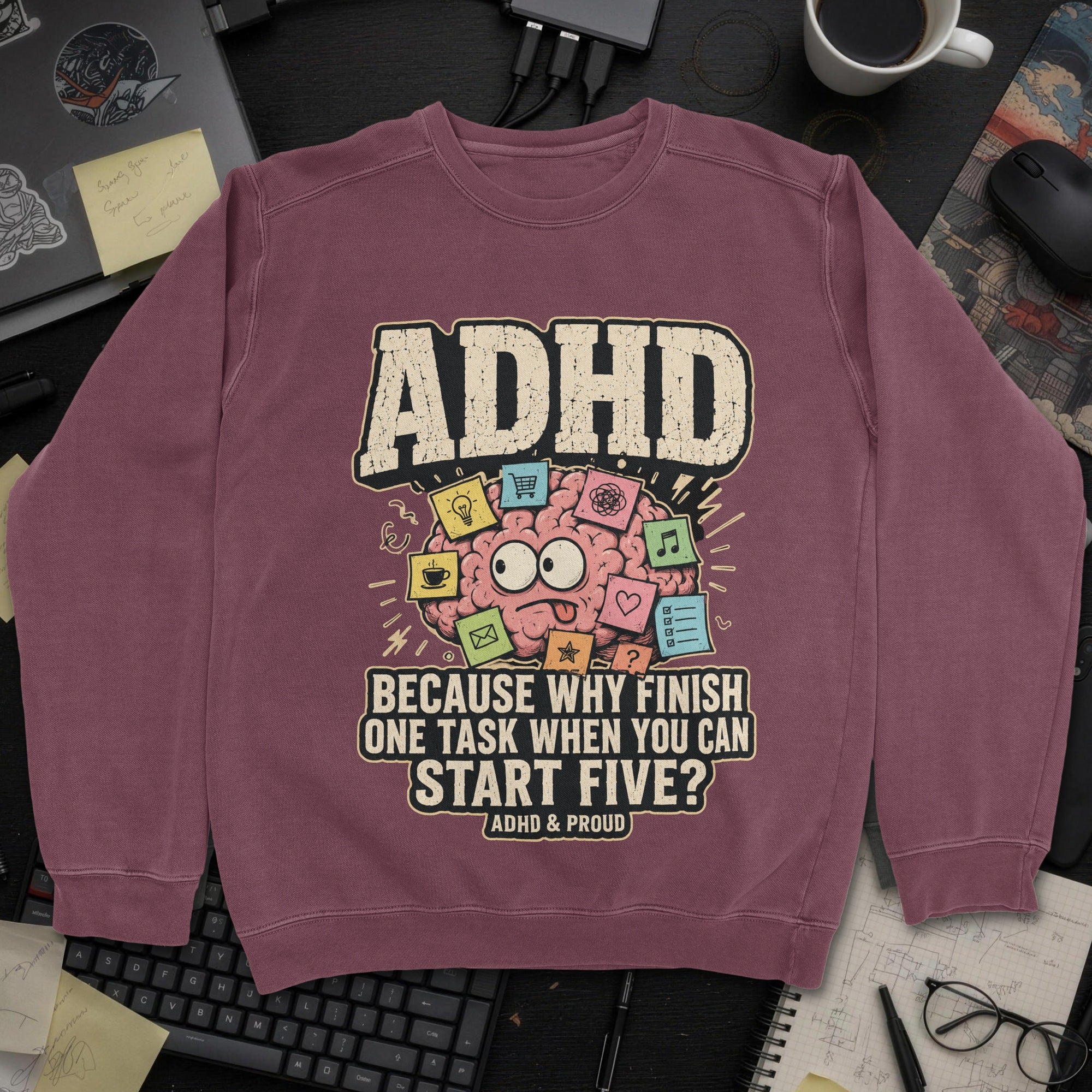 Nerd Collection Artwork T070 Sweatshirt - Maroon mockup