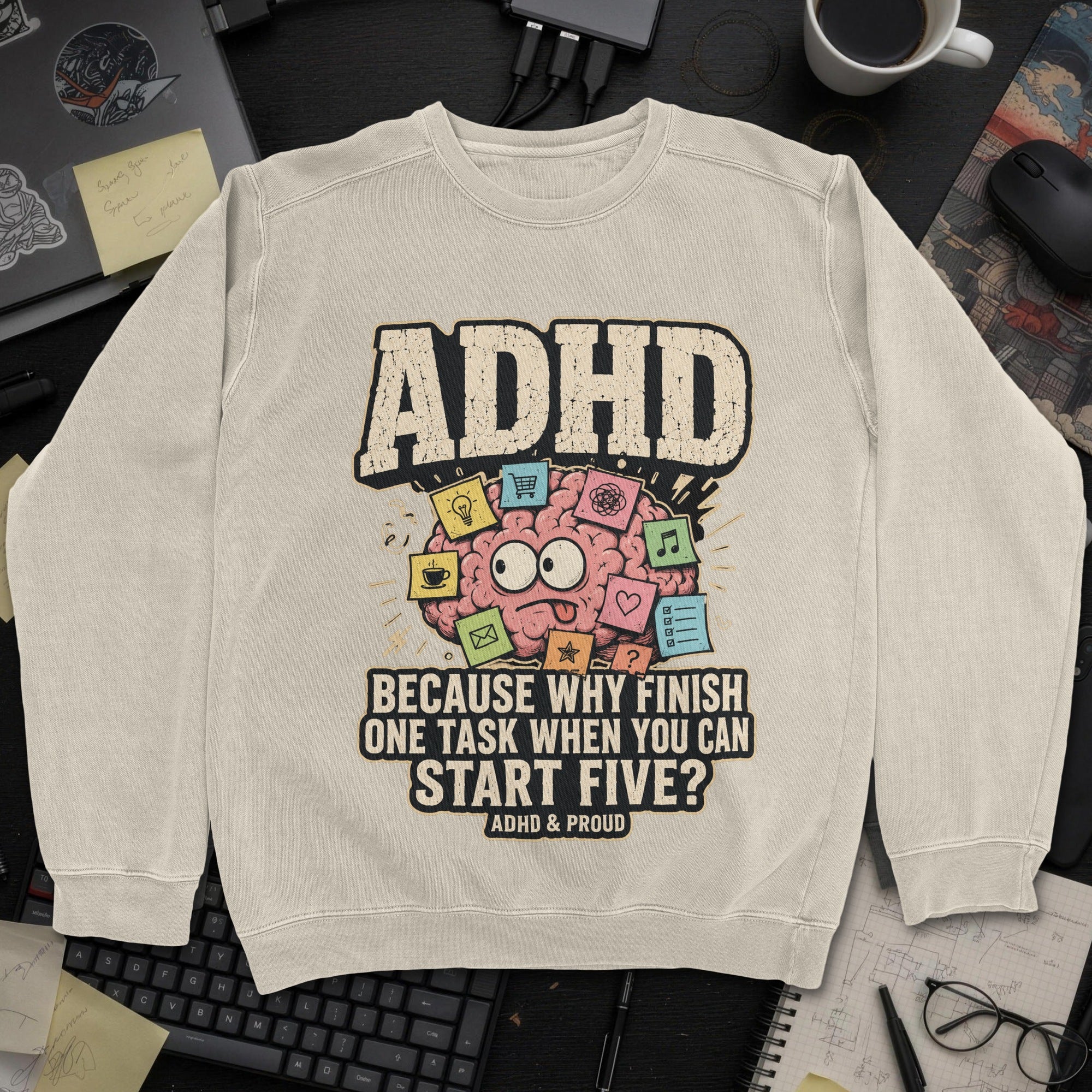 Nerd Collection Artwork T070 Sweatshirt - Sand mockup