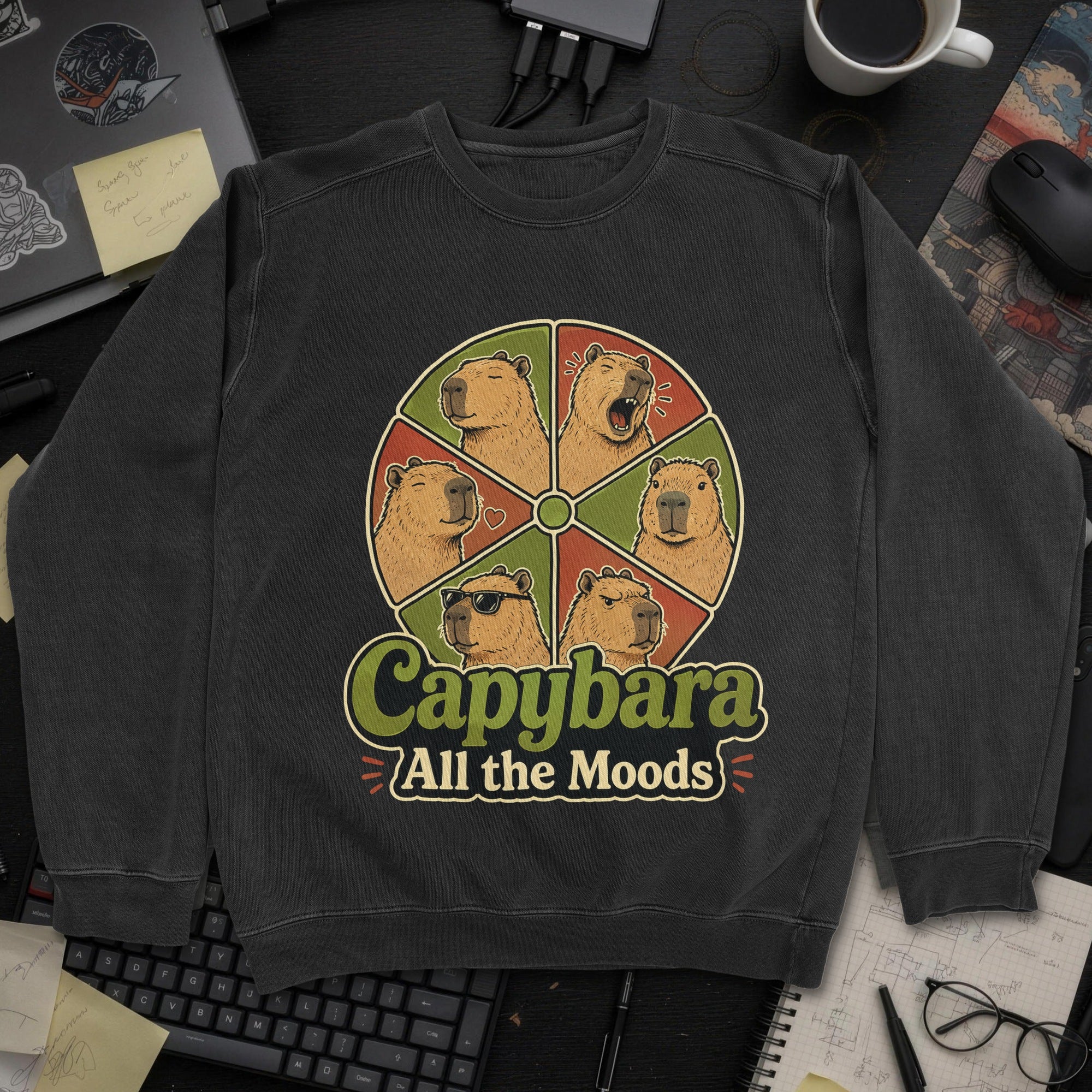 Capybara All the Moods Sweatshirt - Black mockup