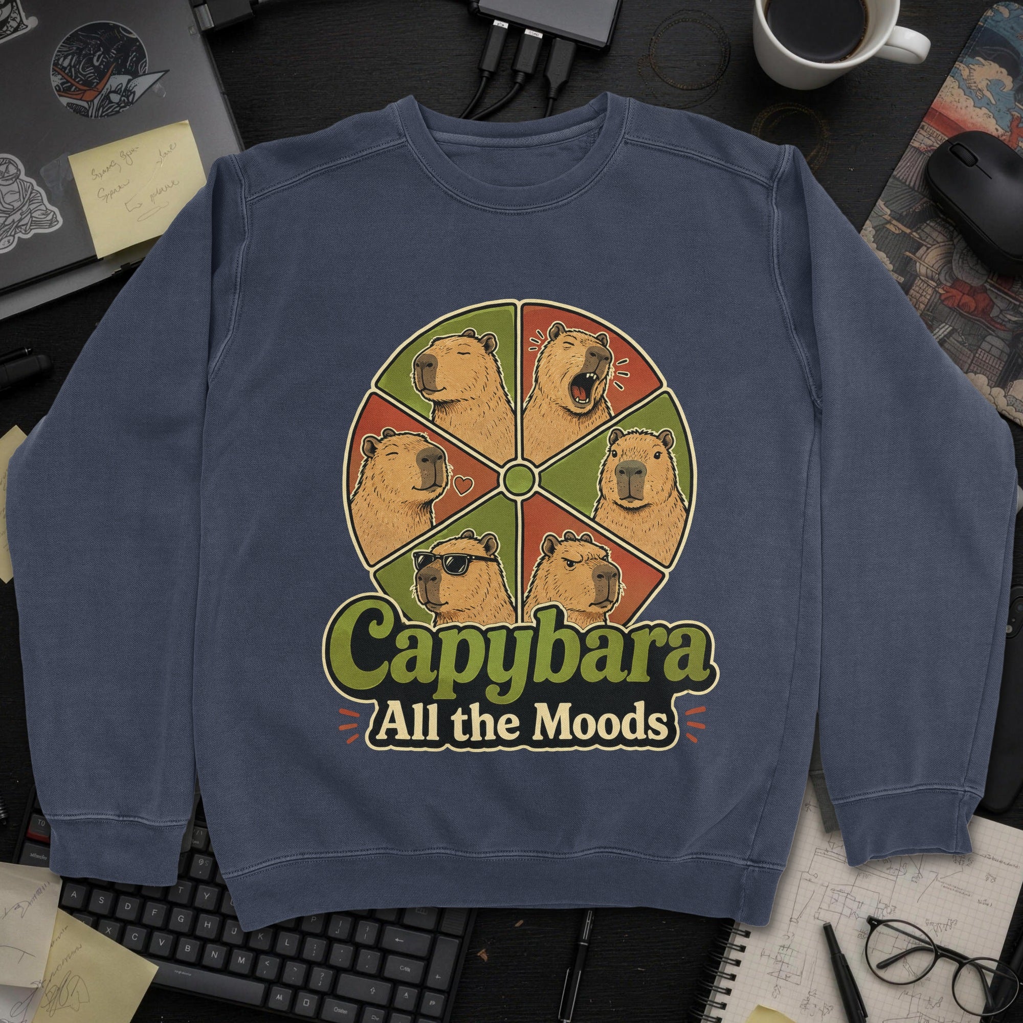 Capybara All the Moods Sweatshirt - Navy mockup
