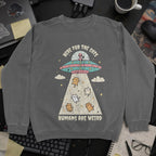 Humans Are Weird Sweatshirt - Dark Heather mockup