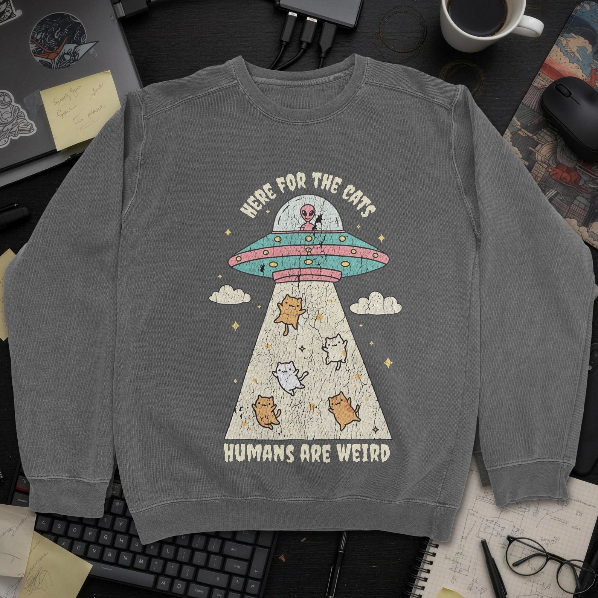 Humans Are Weird Sweatshirt - Dark Heather mockup