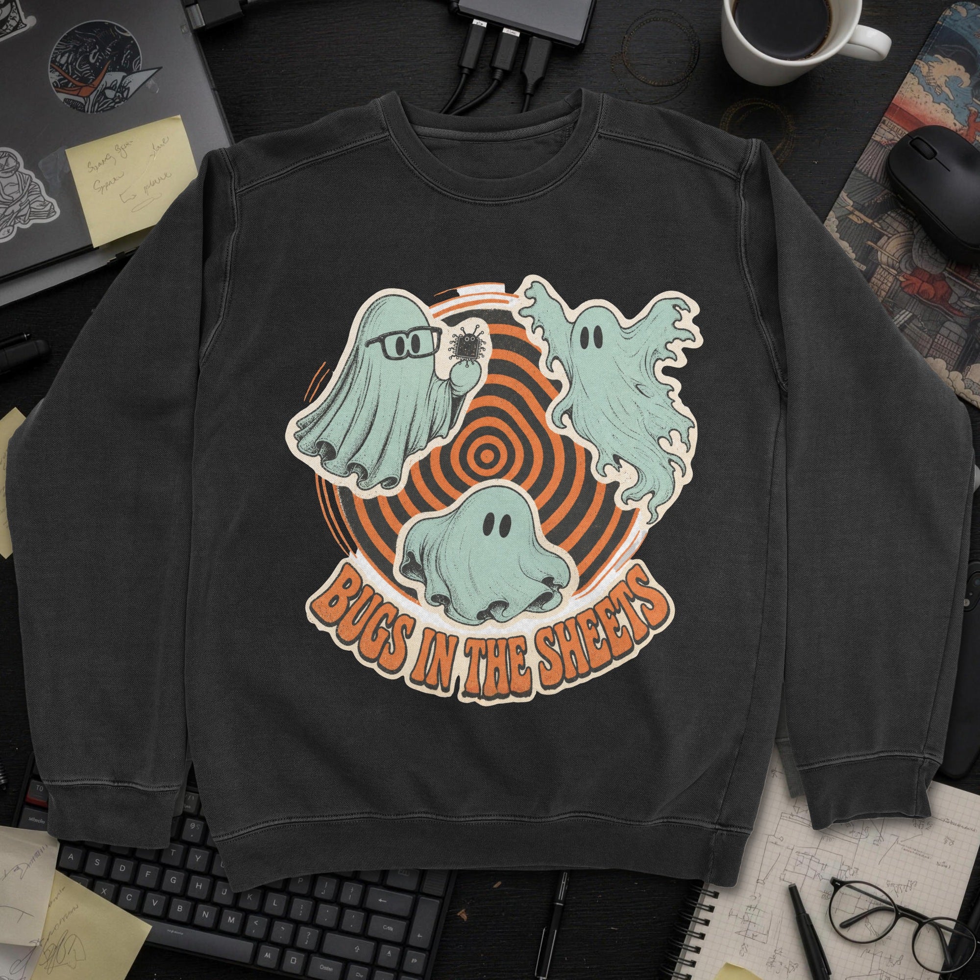 Bugs in the Sheets Sweatshirt - Black mockup