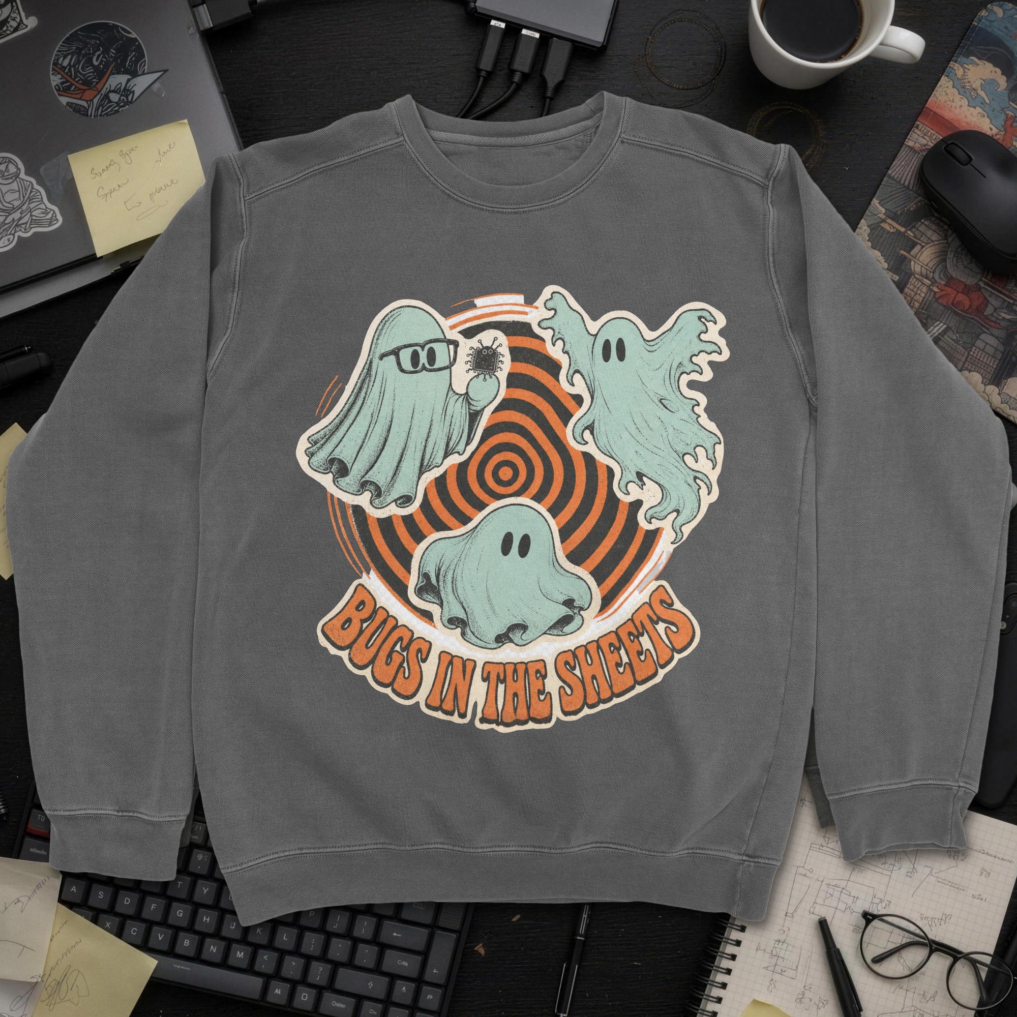 Bugs in the Sheets Sweatshirt - Dark Heather mockup