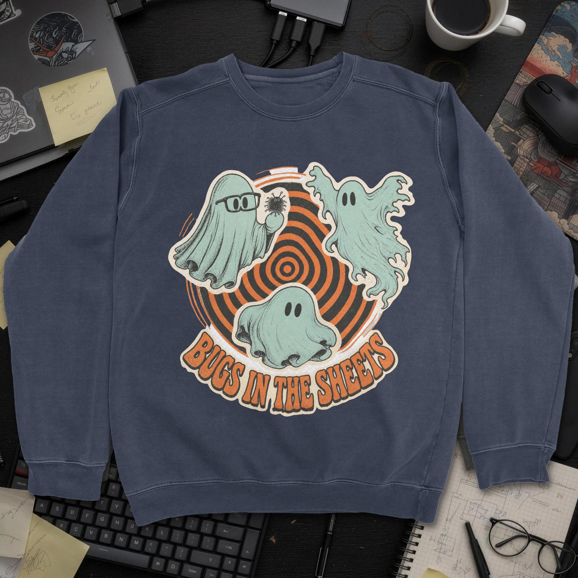 Bugs in the Sheets Sweatshirt - Navy mockup