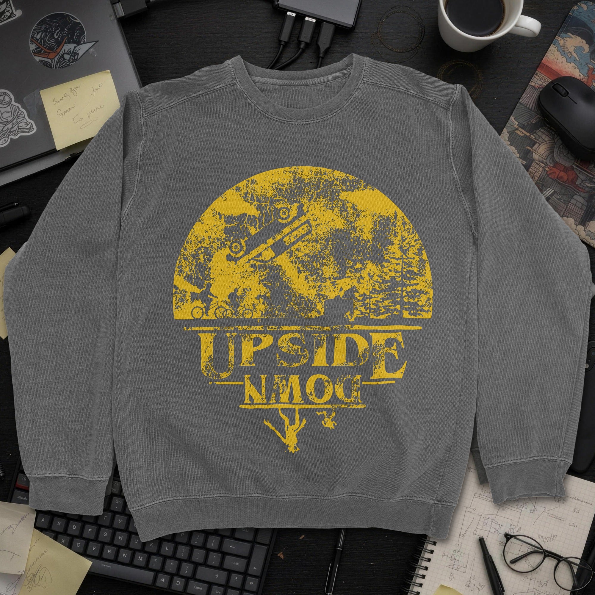 Upside Moon Sweatshirt - Dark Heather mockup