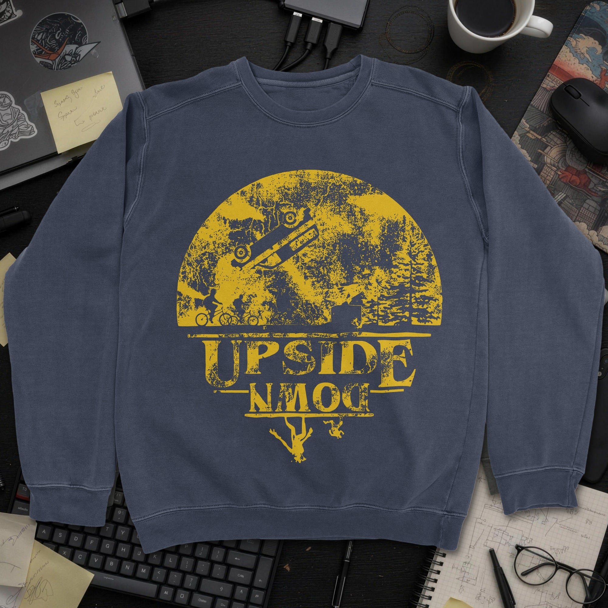 Upside Moon Sweatshirt - Navy mockup