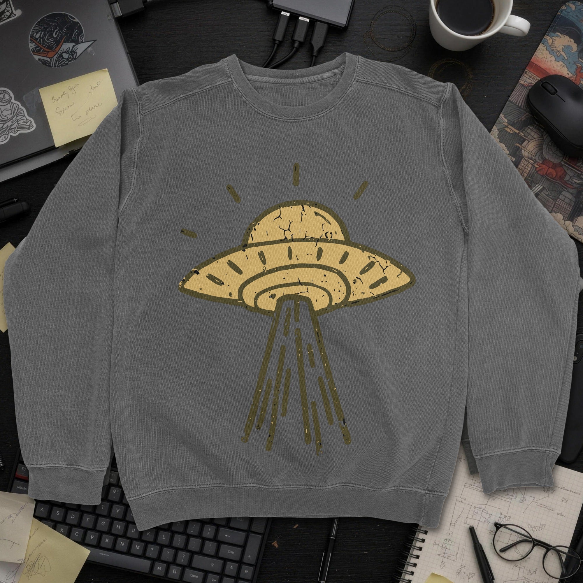 UFO Landing Sweatshirt - Dark Heather mockup
