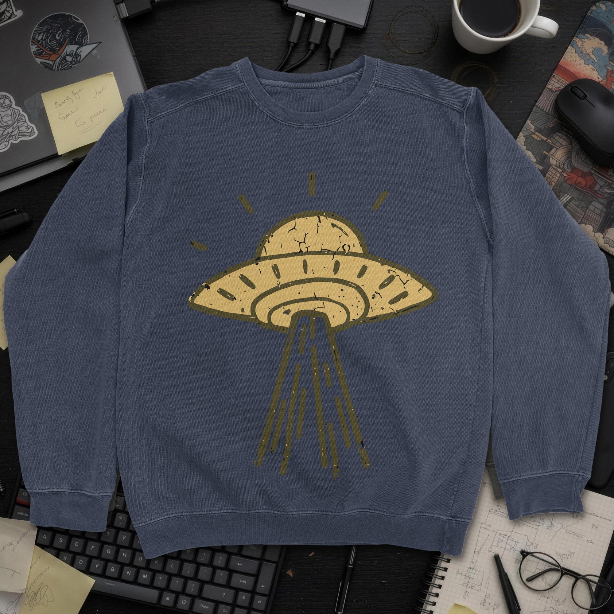 UFO Landing Sweatshirt - Navy mockup