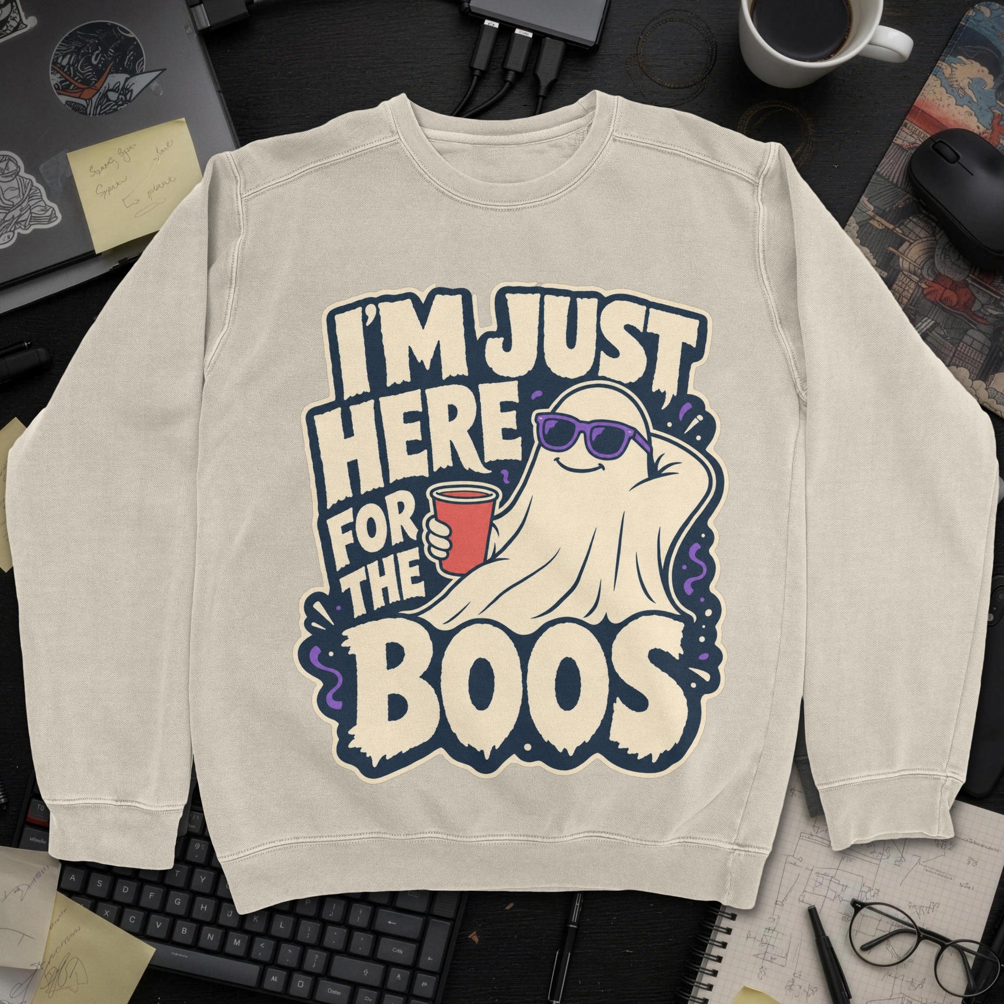 Here for the Boos Sweatshirt - Sand mockup