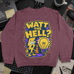 Watt the Hell Sweatshirt - Maroon mockup