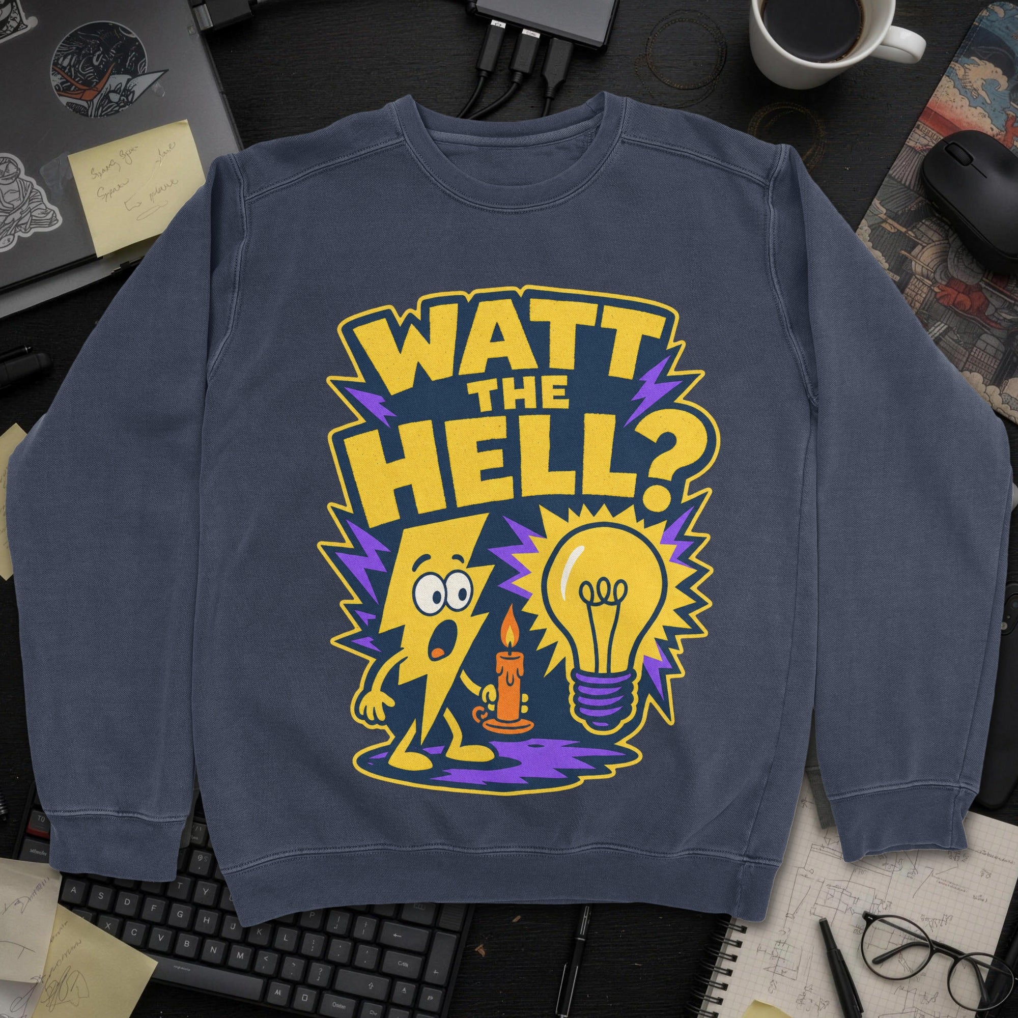 Watt the Hell Sweatshirt - Navy mockup