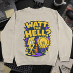 Watt the Hell Sweatshirt - Sand mockup