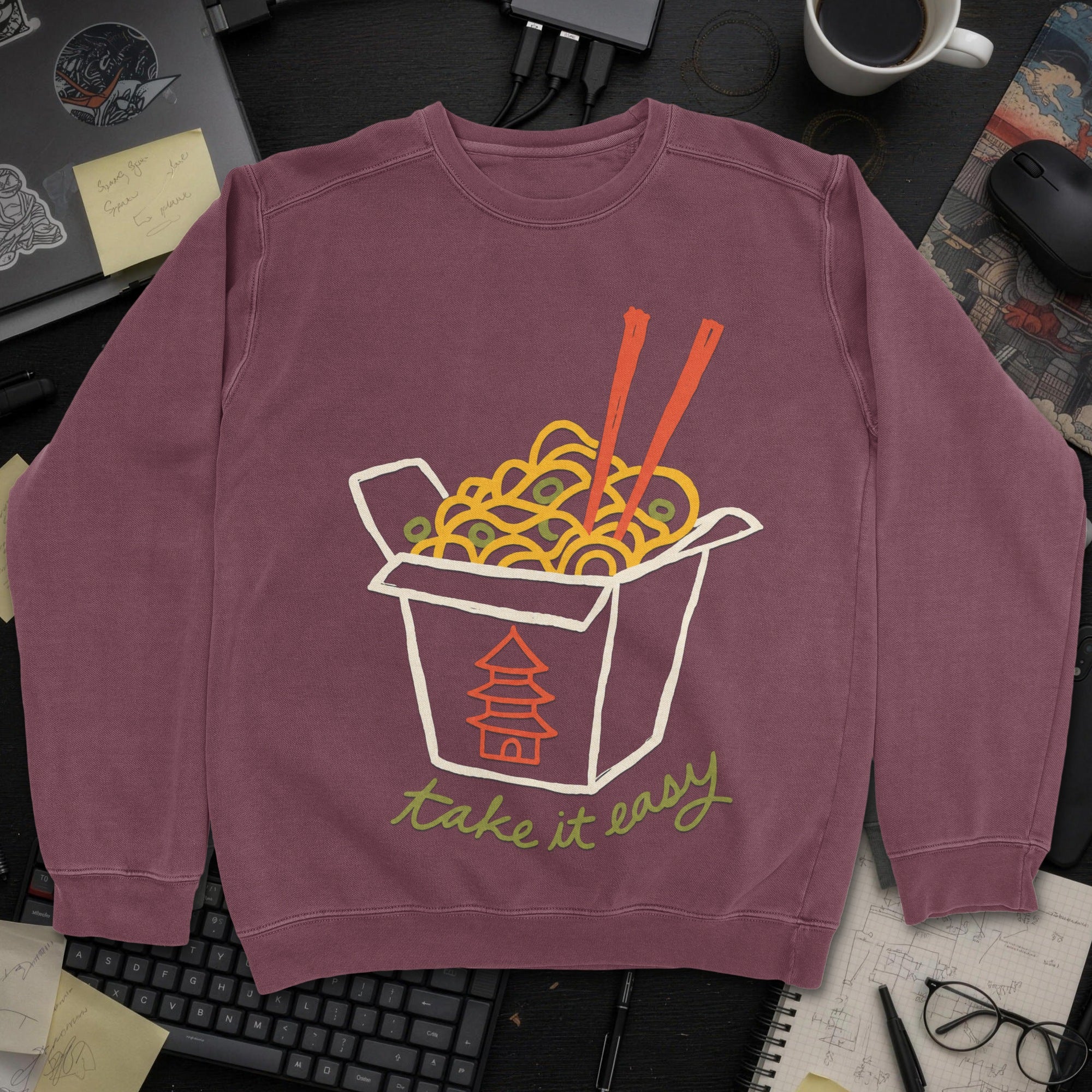 Take It Easy Sweatshirt - Maroon mockup