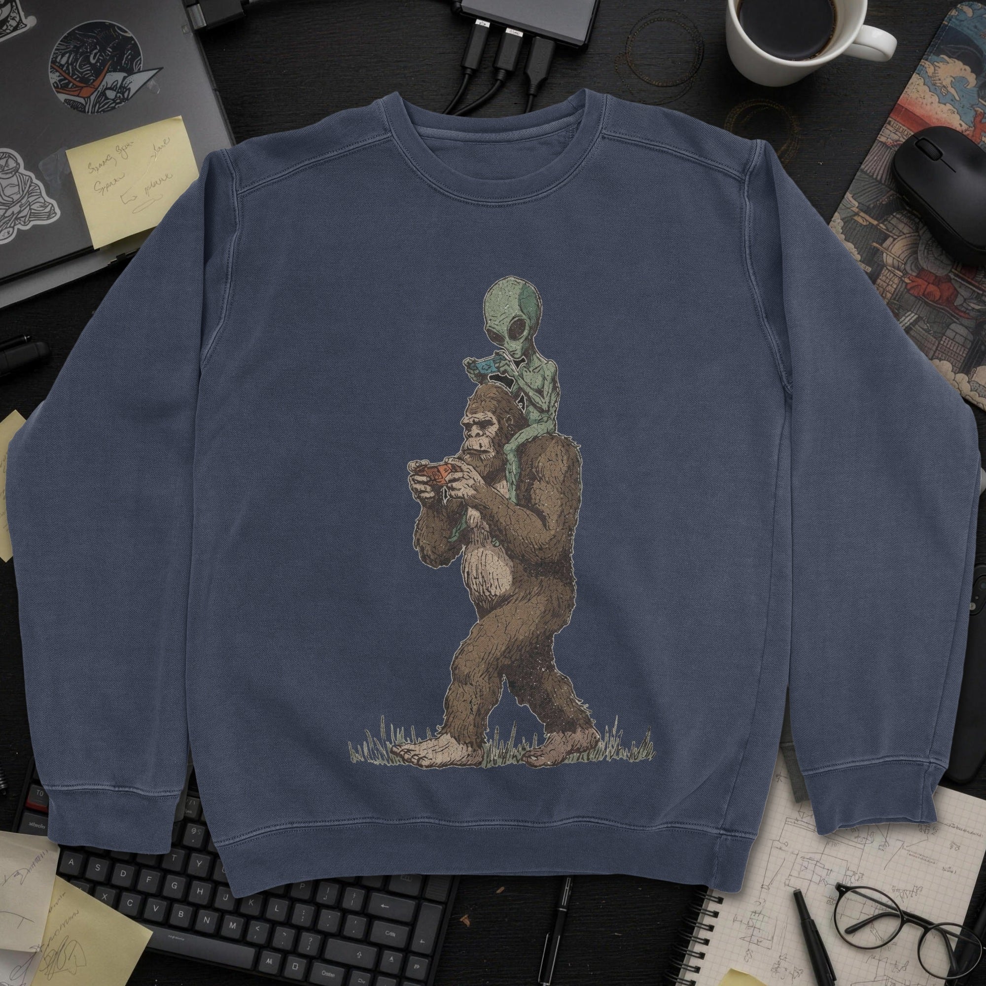 Bigfoot Encounter Sweatshirt - Navy mockup
