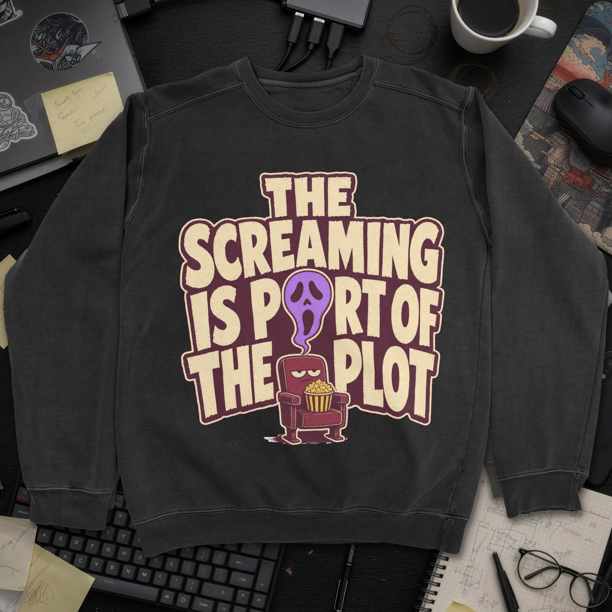 The Screaming Is Part of the Plot Sweatshirt - Black mockup