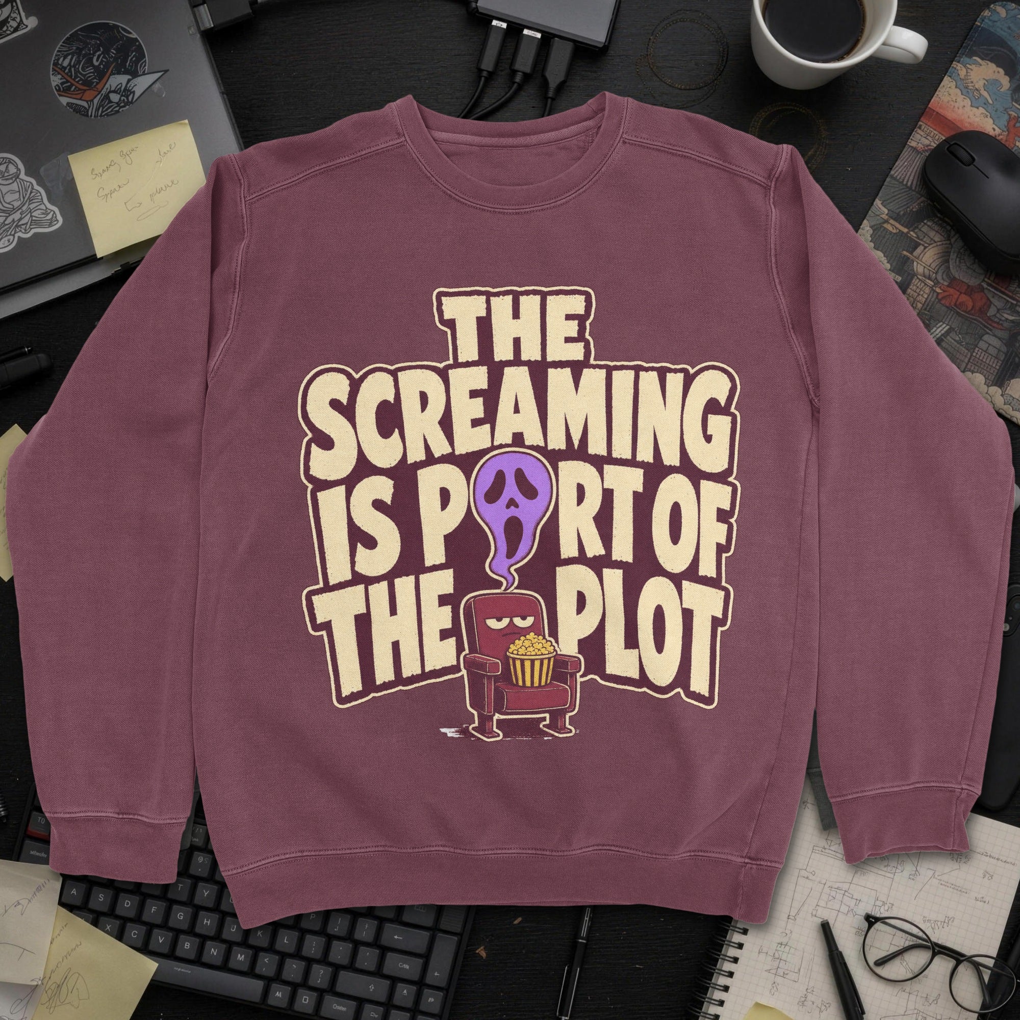 The Screaming Is Part of the Plot Sweatshirt - Maroon mockup